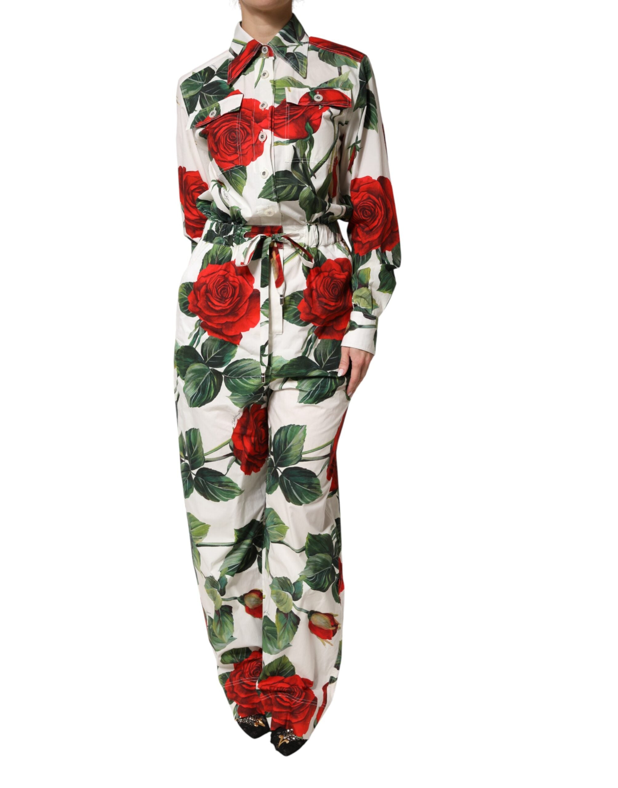 Dolce & Gabbana Jumpsuit-Kleid aus Baumwolle mit weißem Blumenprint