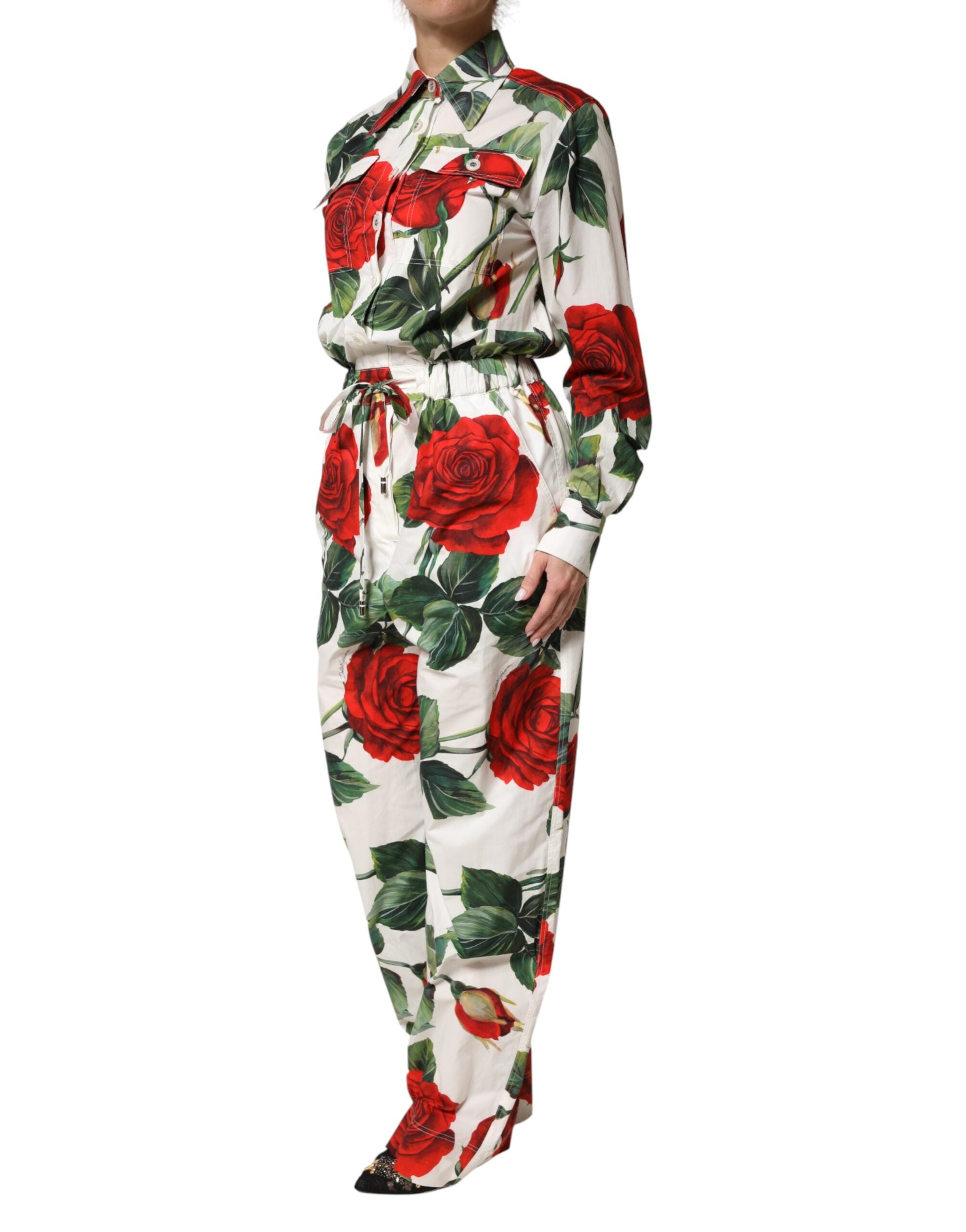 Dolce & Gabbana Jumpsuit-Kleid aus Baumwolle mit weißem Blumenprint