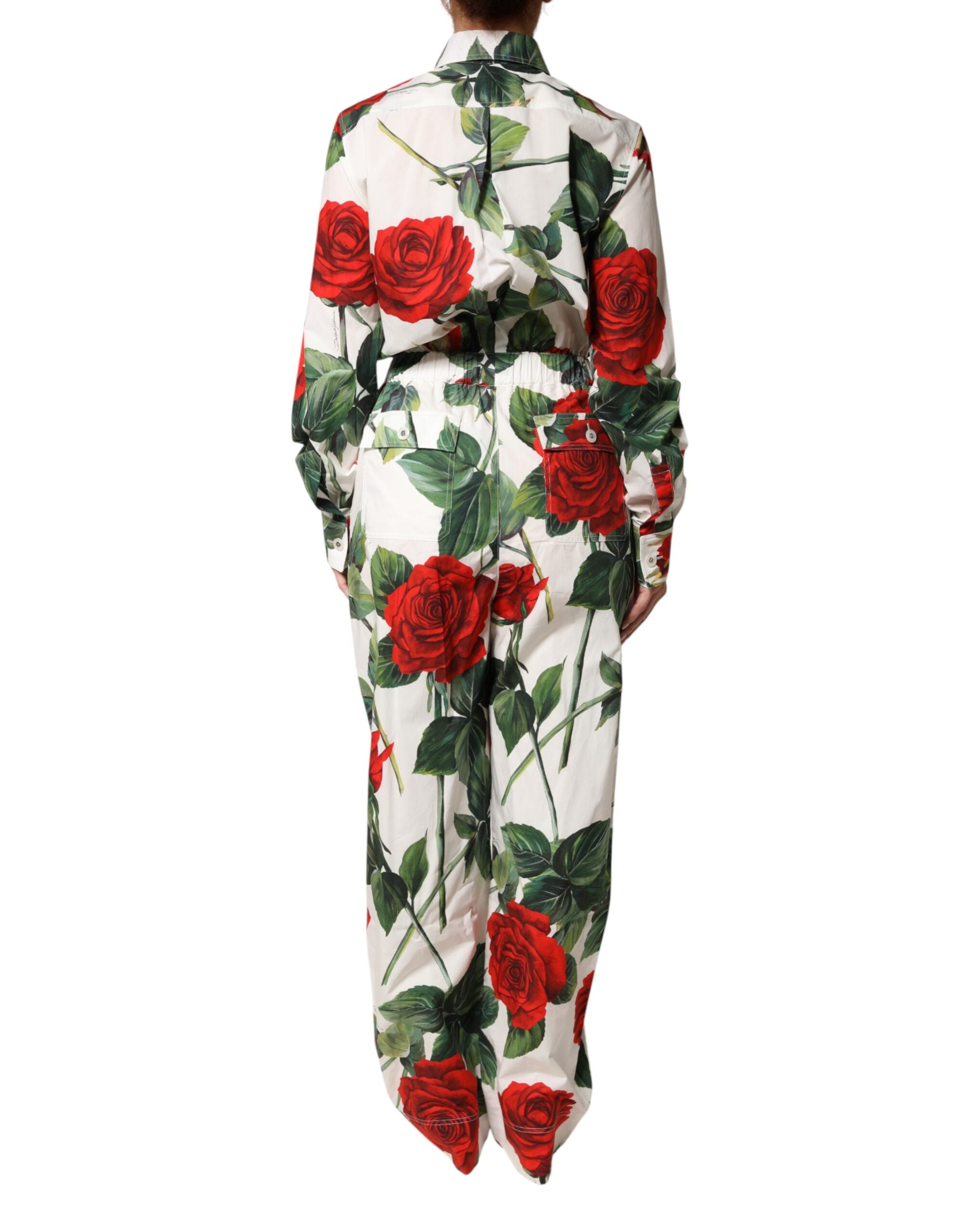 Dolce & Gabbana Jumpsuit-Kleid aus Baumwolle mit weißem Blumenprint