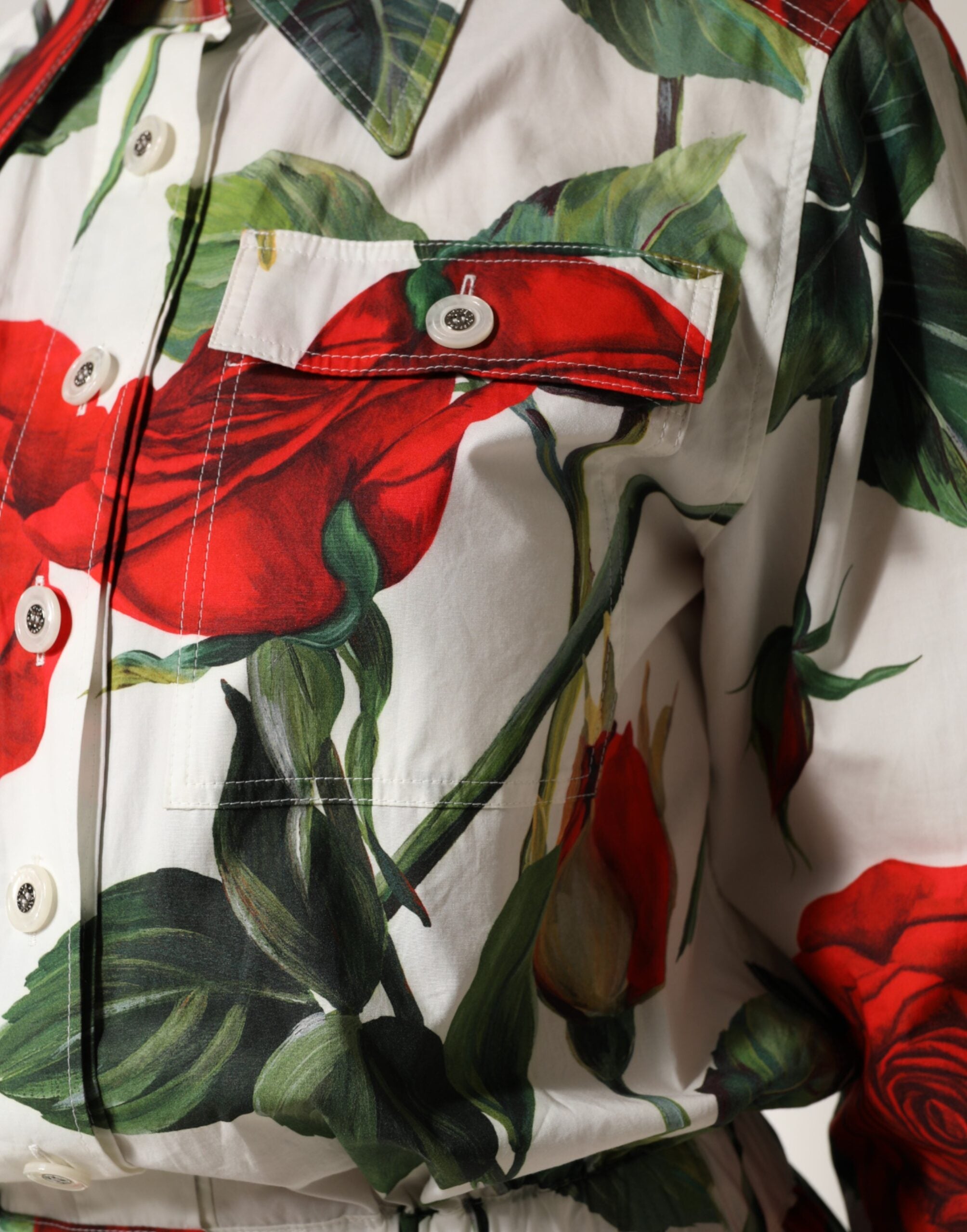 Dolce & Gabbana Jumpsuit-Kleid aus Baumwolle mit weißem Blumenprint