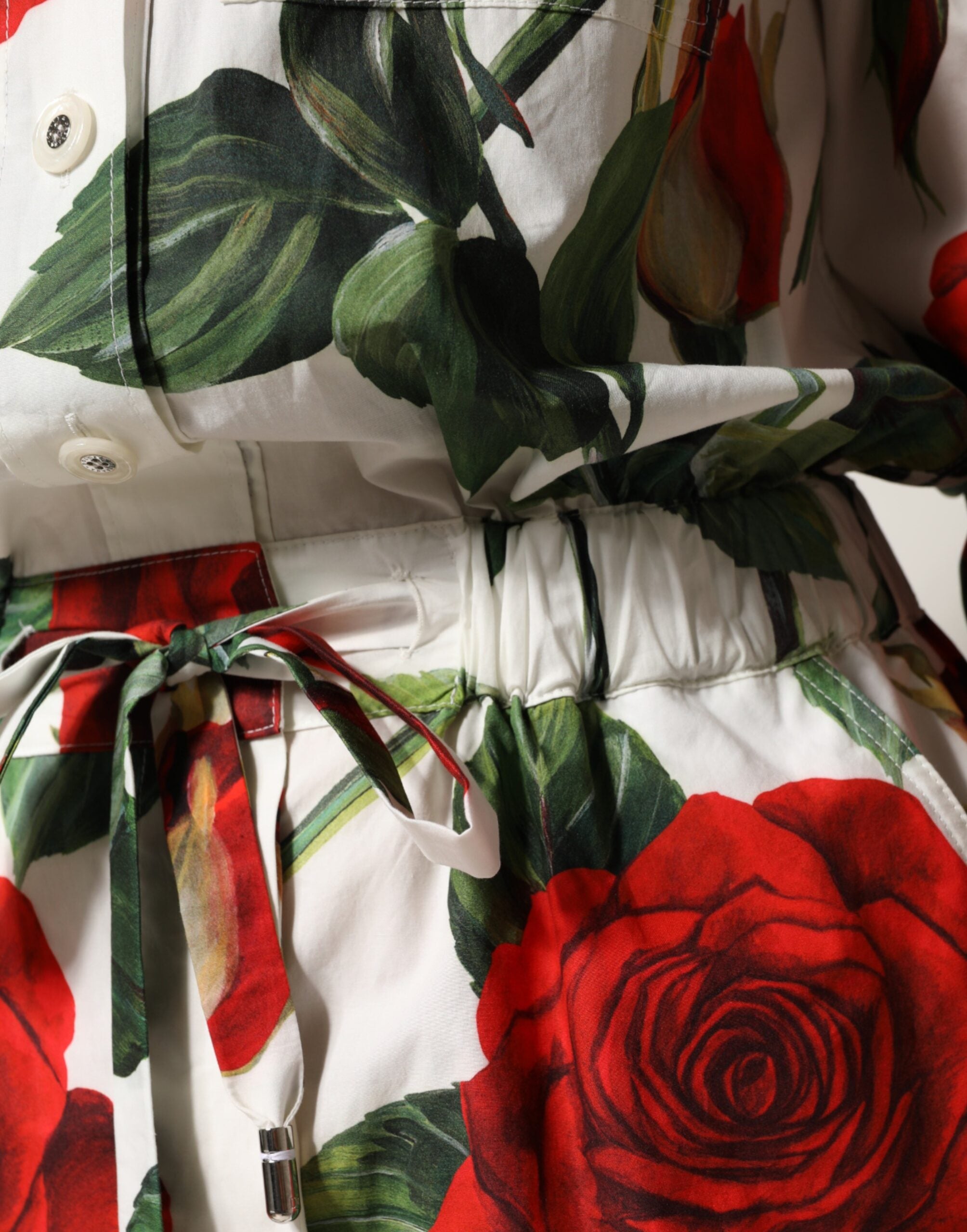 Dolce & Gabbana Jumpsuit-Kleid aus Baumwolle mit weißem Blumenprint