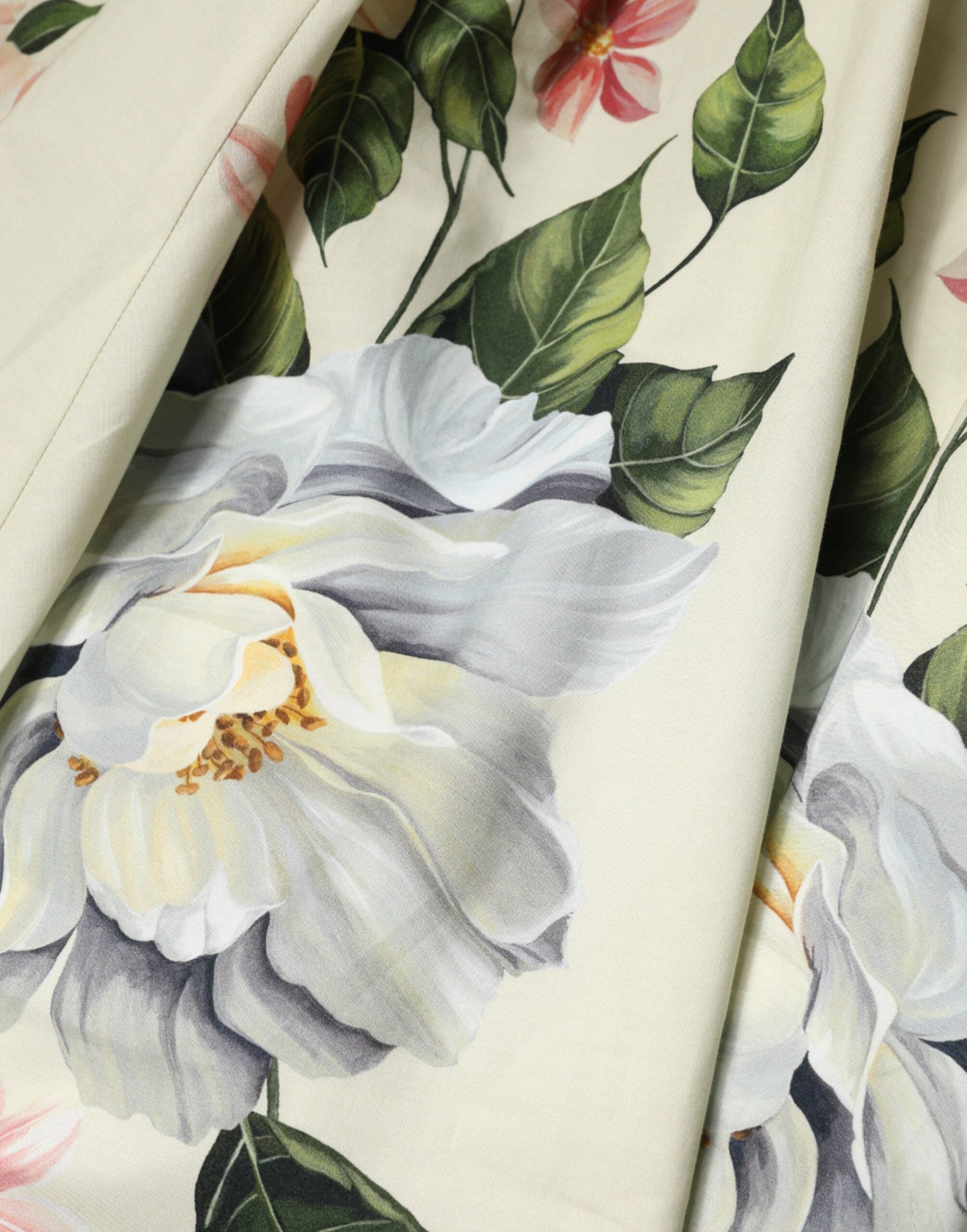 Dolce & Gabbana Ärmelloses A-Linien-Kleid in Beige mit Blumenprint
