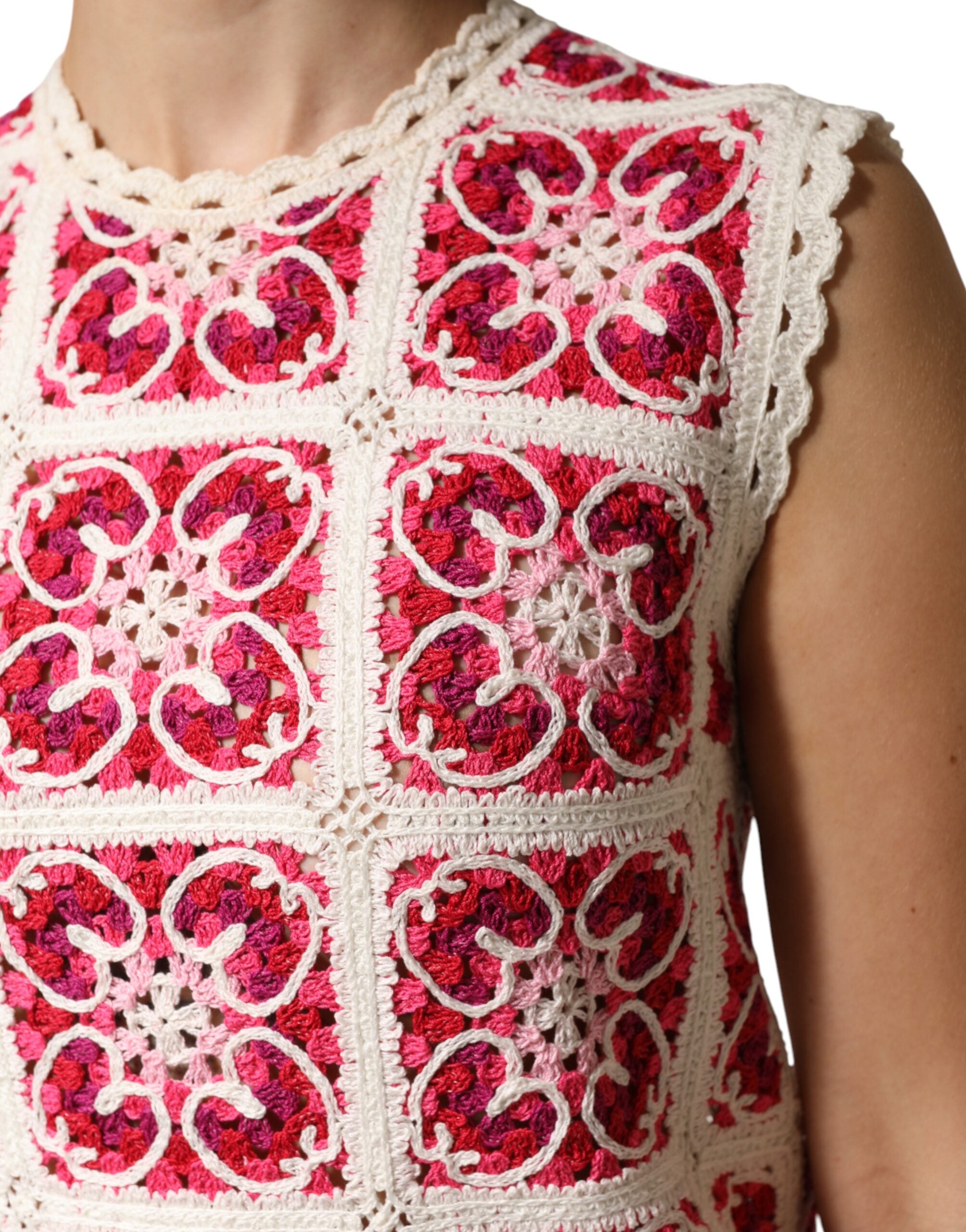 Dolce & Gabbana Mehrfarbiges Häkelkleid im Ziegelstich-Design