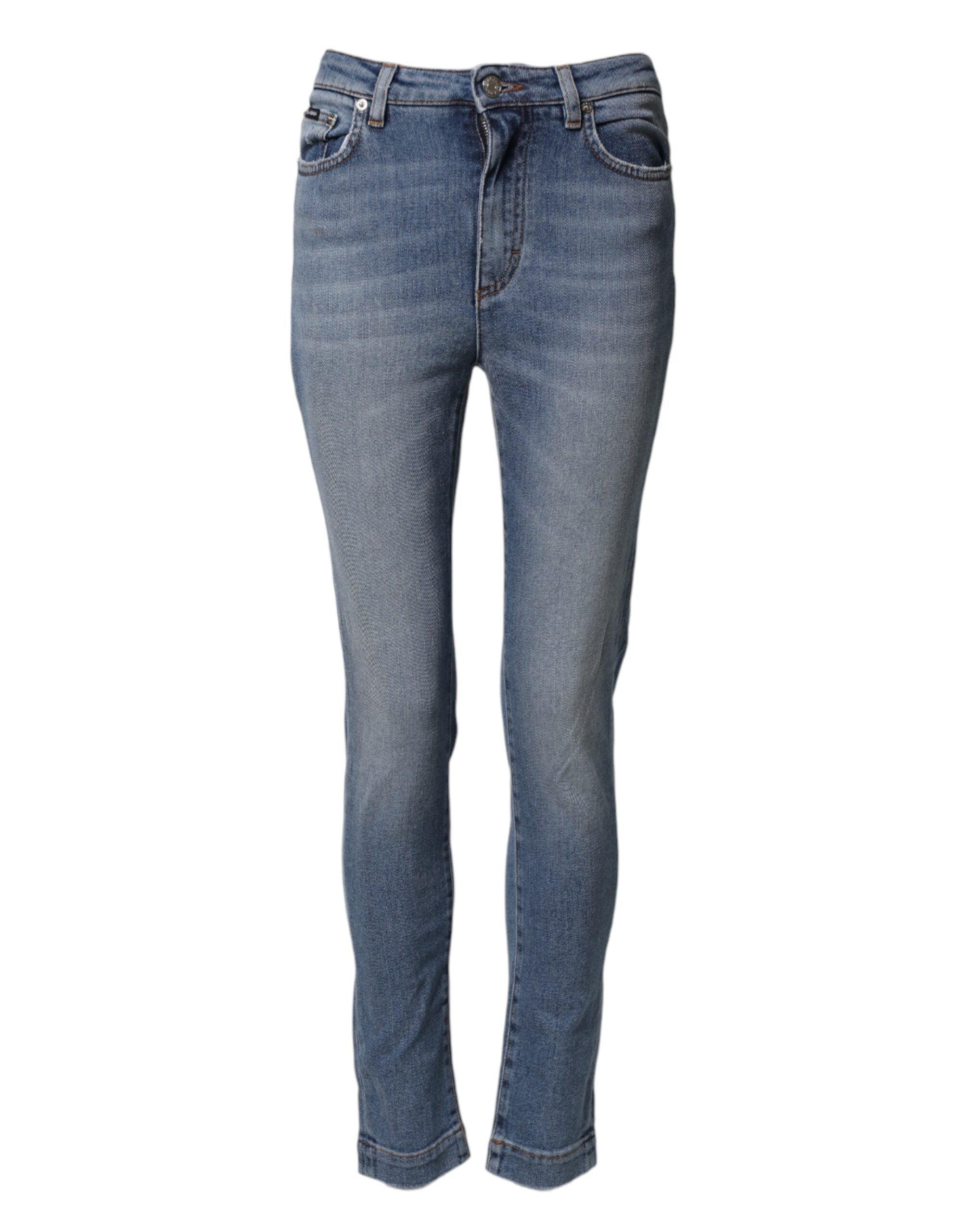 Dolce & Gabbana Blaue Skinny Jeans aus gewaschener Baumwolle
