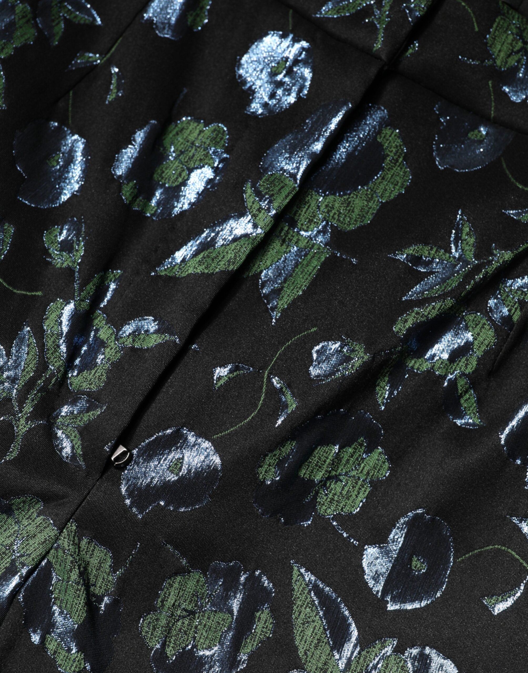 Dolce & Gabbana Blaue und grüne Blumenhose mit Metallic-Effekt