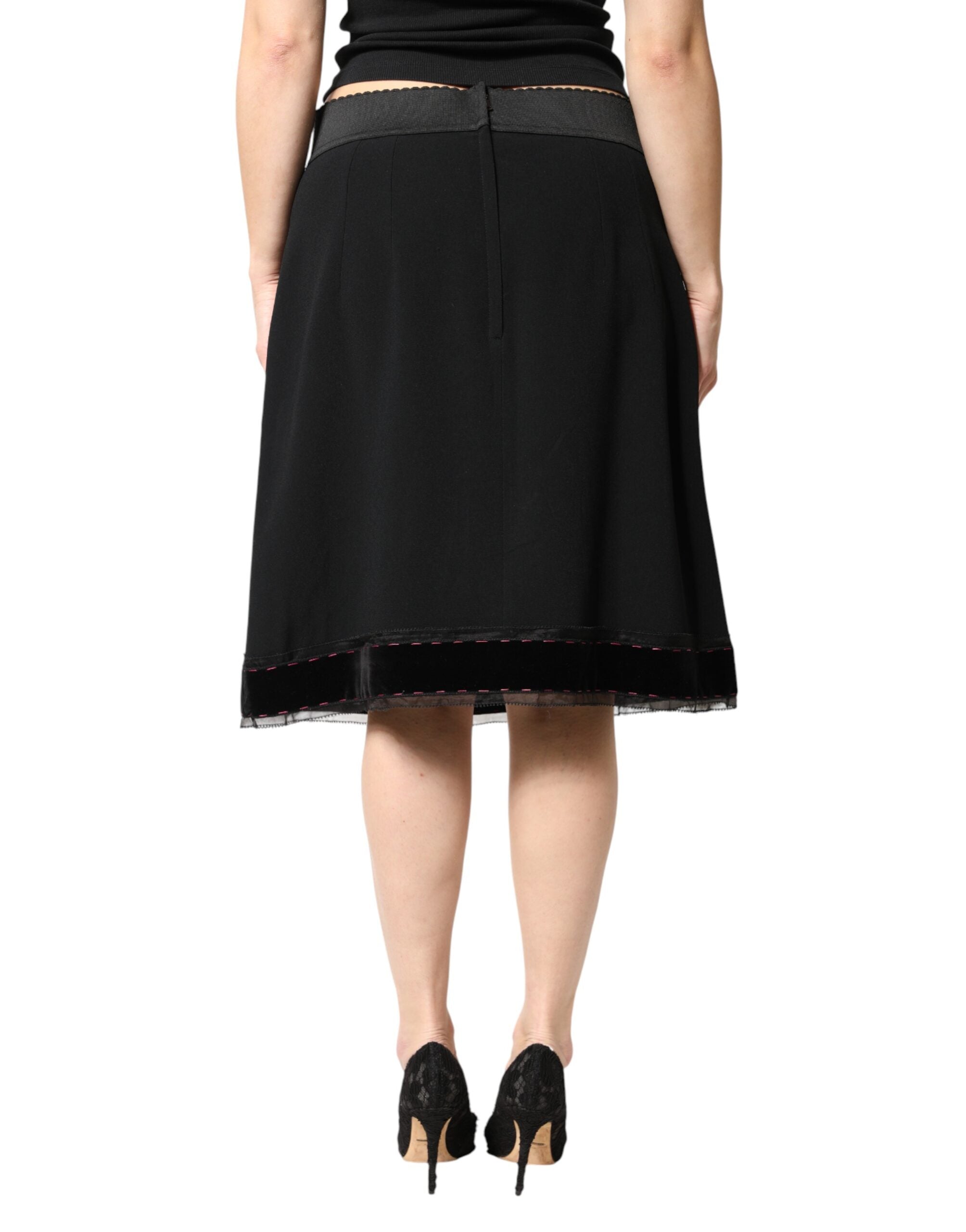 Dolce & Gabbana Schwarzer A-Linen-Rock in Mid-Waist-Länge bis zum Knie