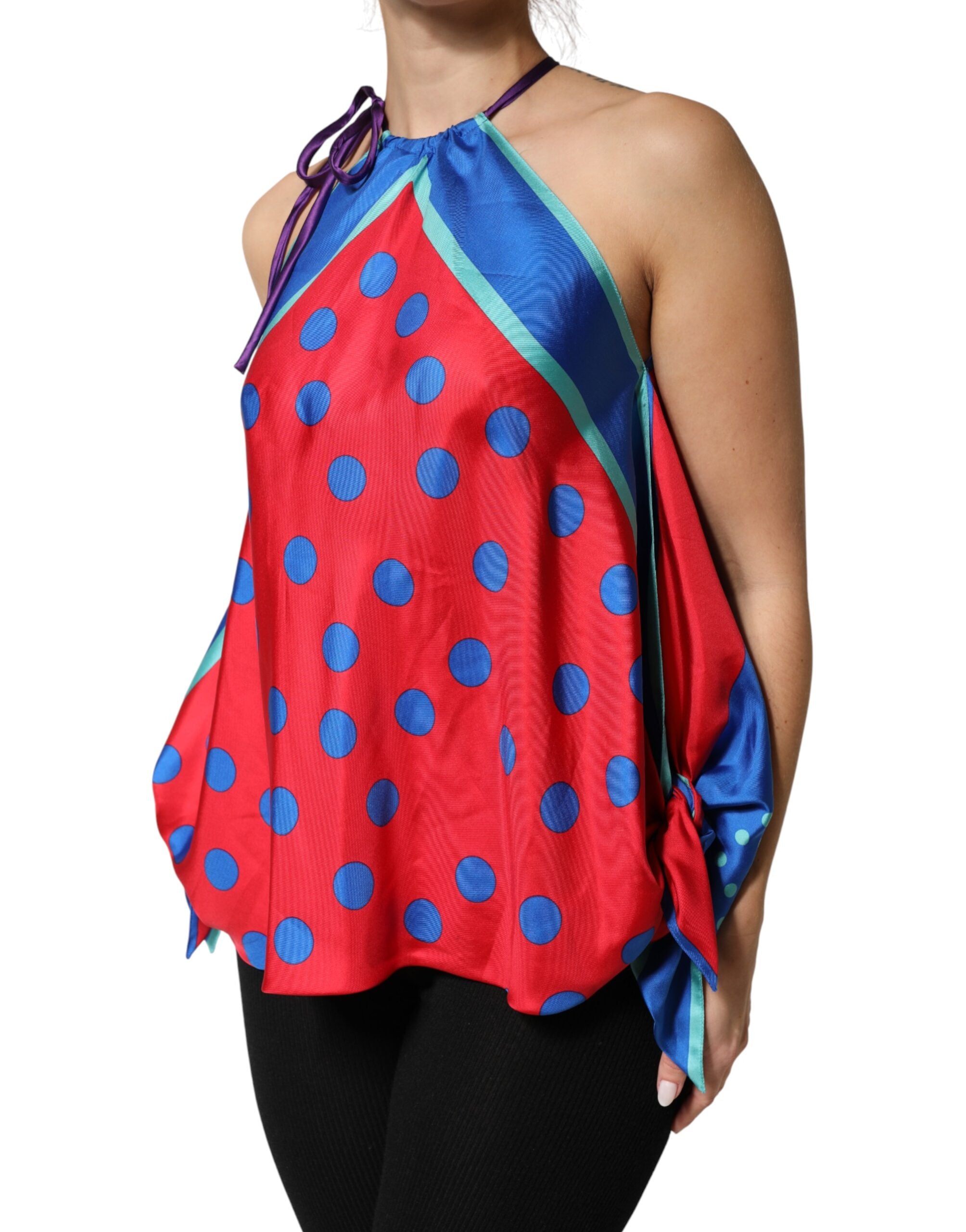 Dolce & Gabbana Mehrfarbige Polka-Dot-Krawatten-Halter-Bluse