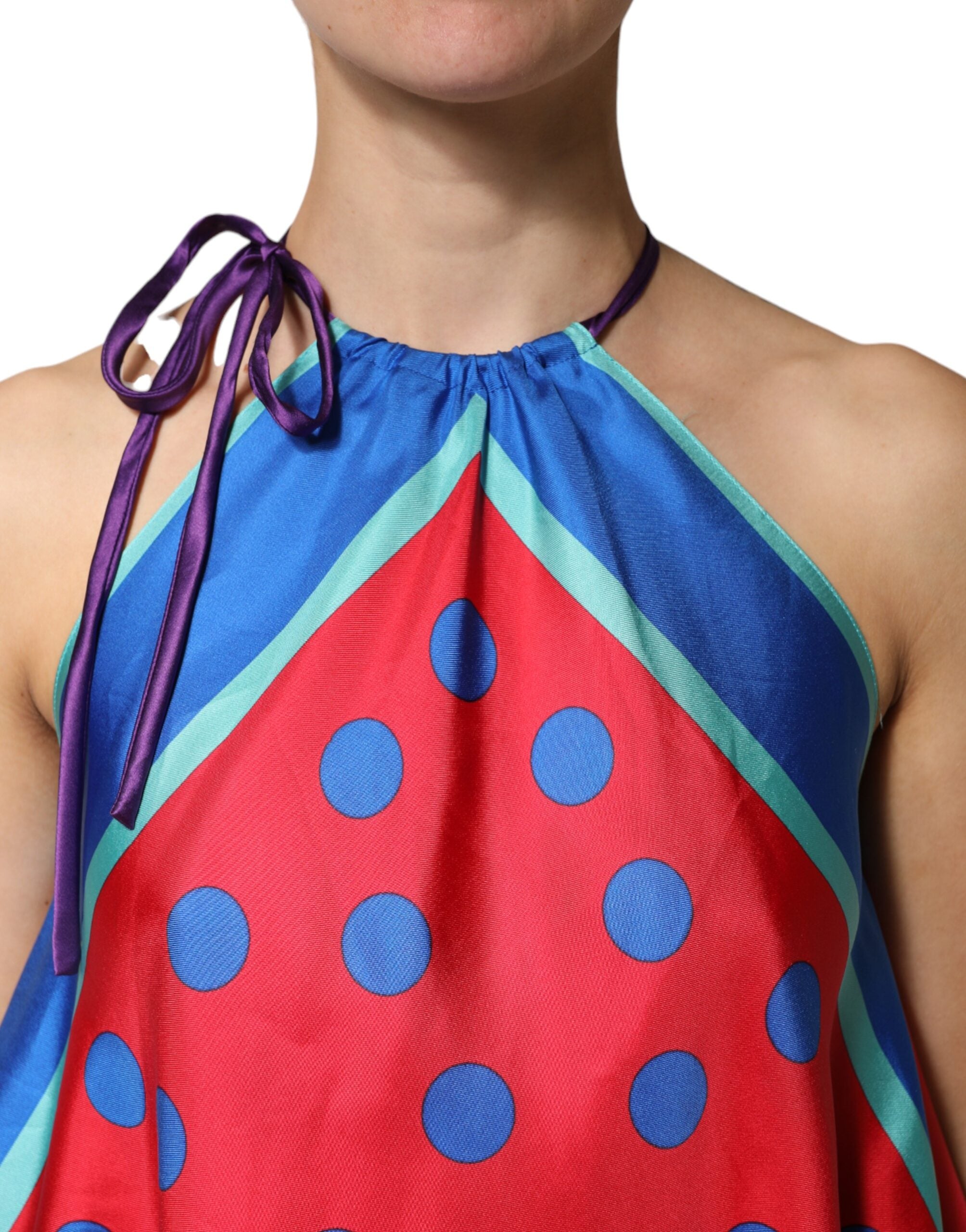 Dolce & Gabbana Mehrfarbige Polka-Dot-Krawatten-Halter-Bluse