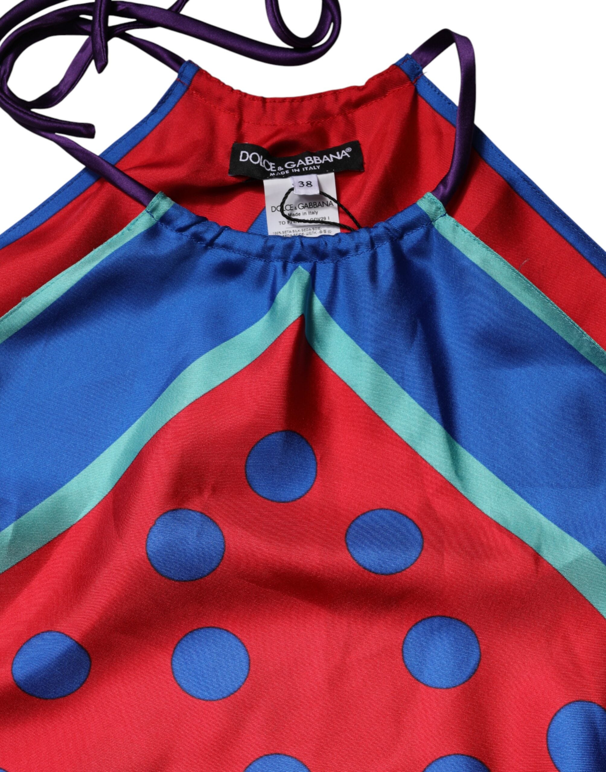 Dolce & Gabbana Mehrfarbige Polka-Dot-Krawatten-Halter-Bluse