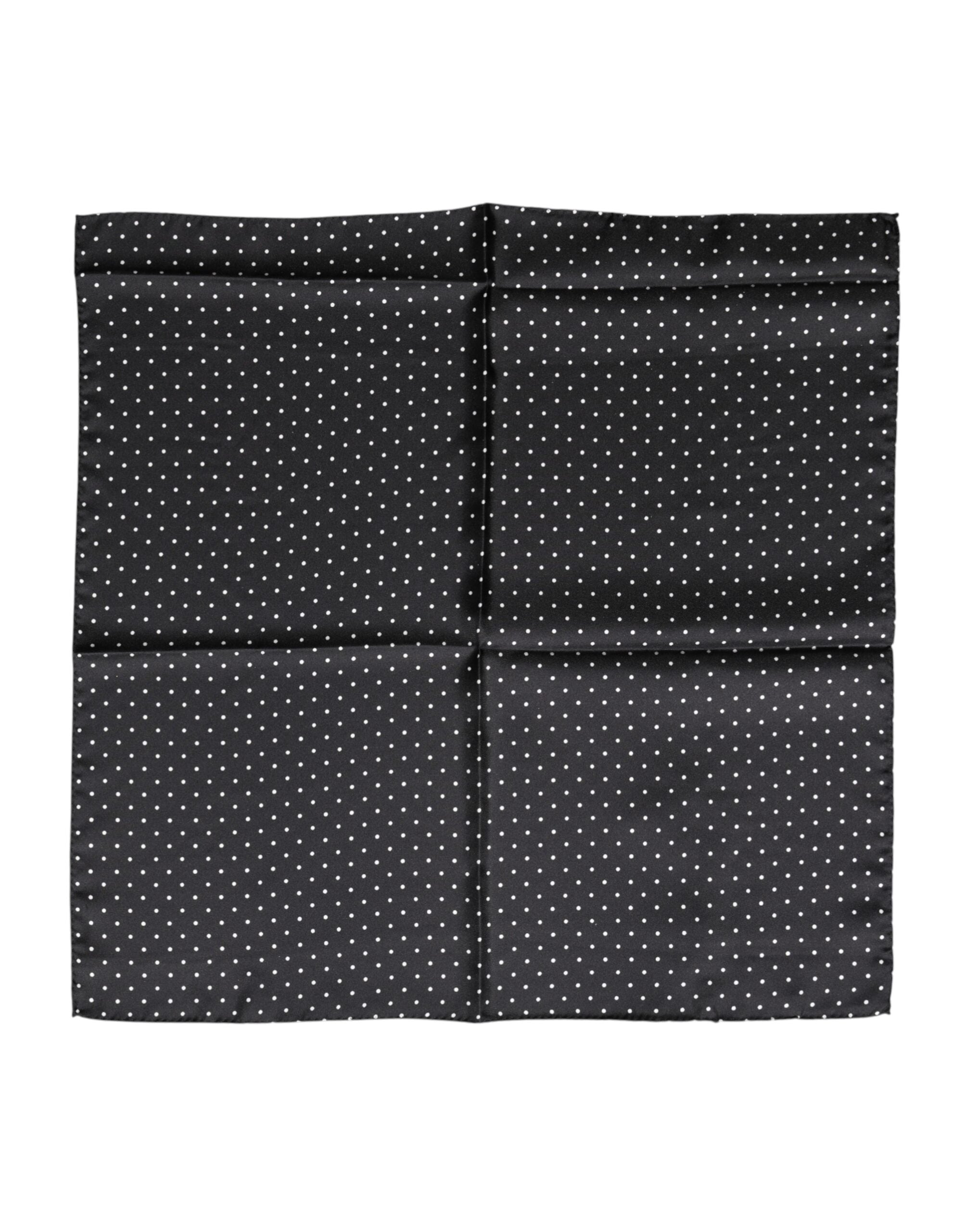 Dolce & Gabbana Schwarzer Seiden-Foulard-Schal mit Polka-Dot-Muster