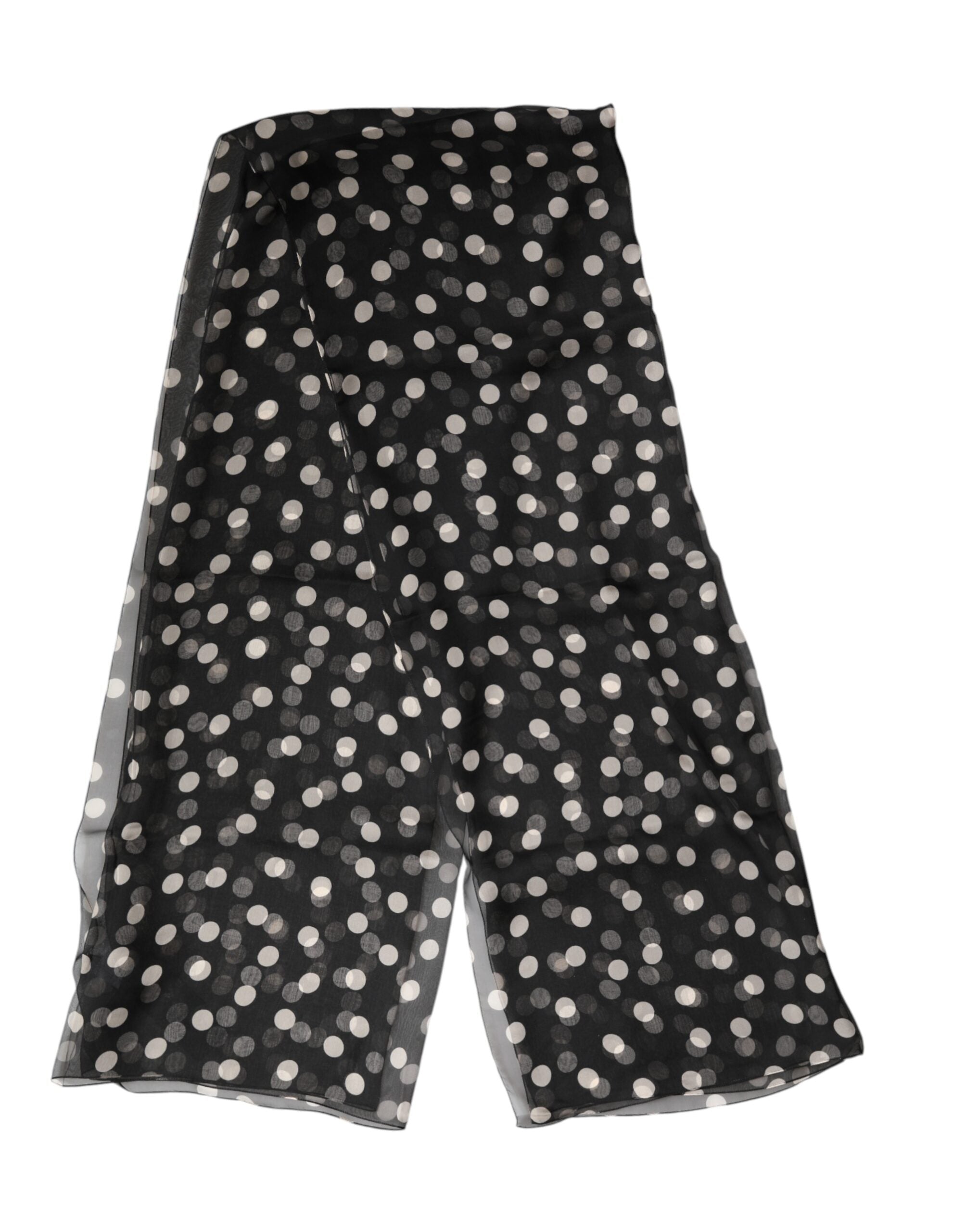 Dolce & Gabbana Schwarzer Seidenschal mit Polka Dots 205cm x 137cm