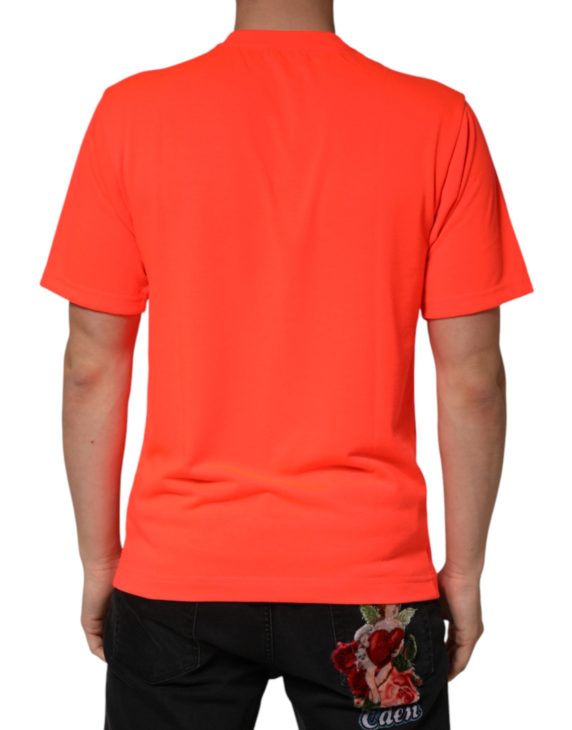 Dolce & Gabbana Neon Orange Polyester Rundhals Herren T-Shirt