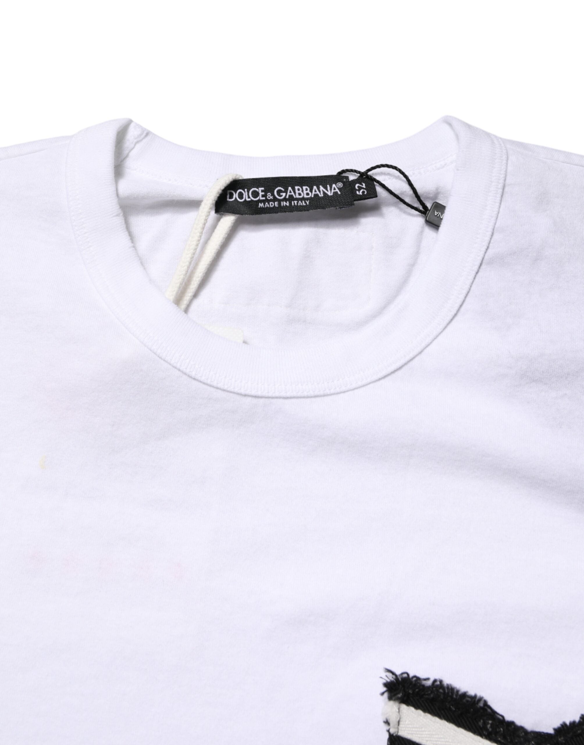 Dolce & Gabbana Weiß gestreiftes Baumwoll-T-Shirt mit Rundhalsausschnitt