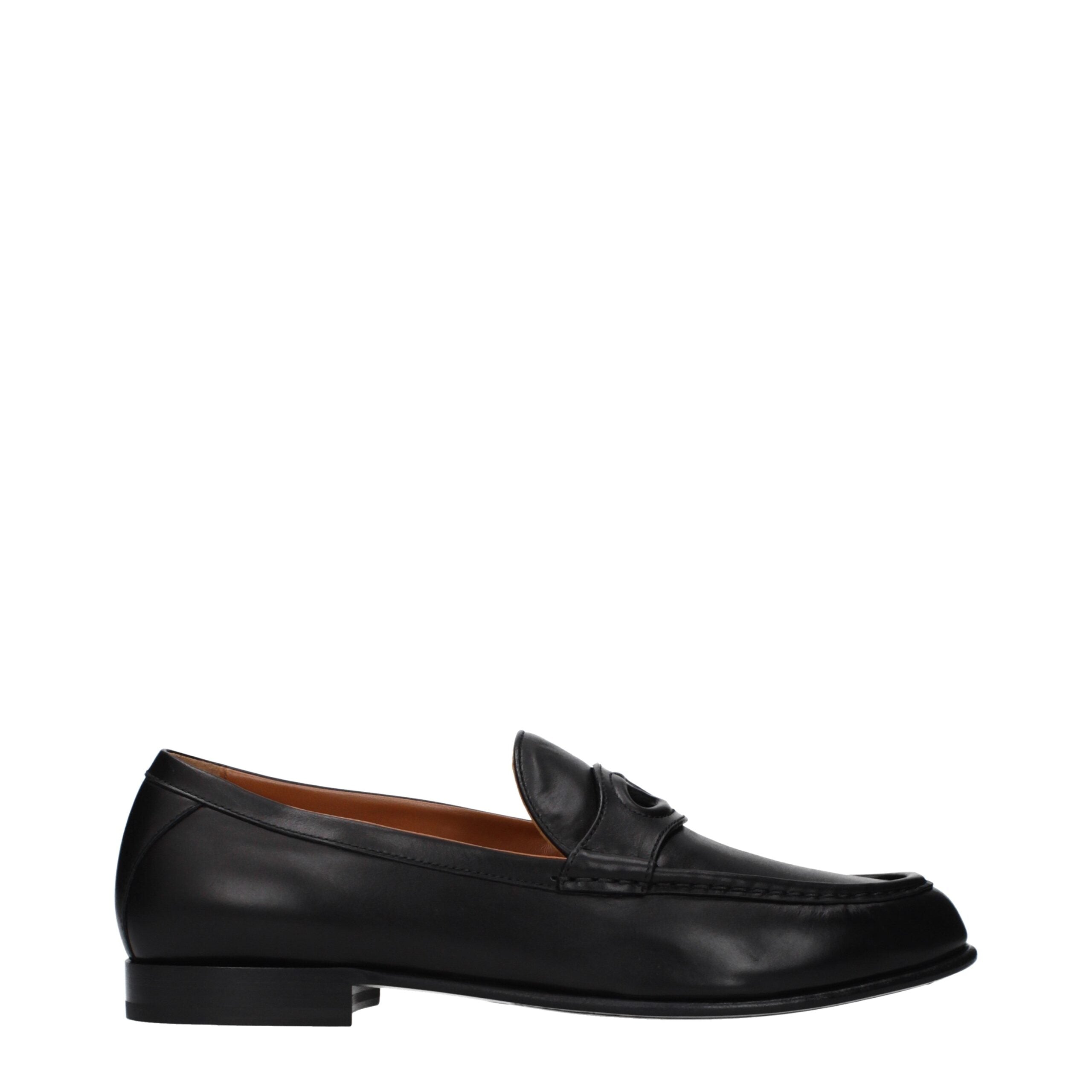 Valentino Garavani Schwarze Leder Loafer zum Hineinschlüpfen