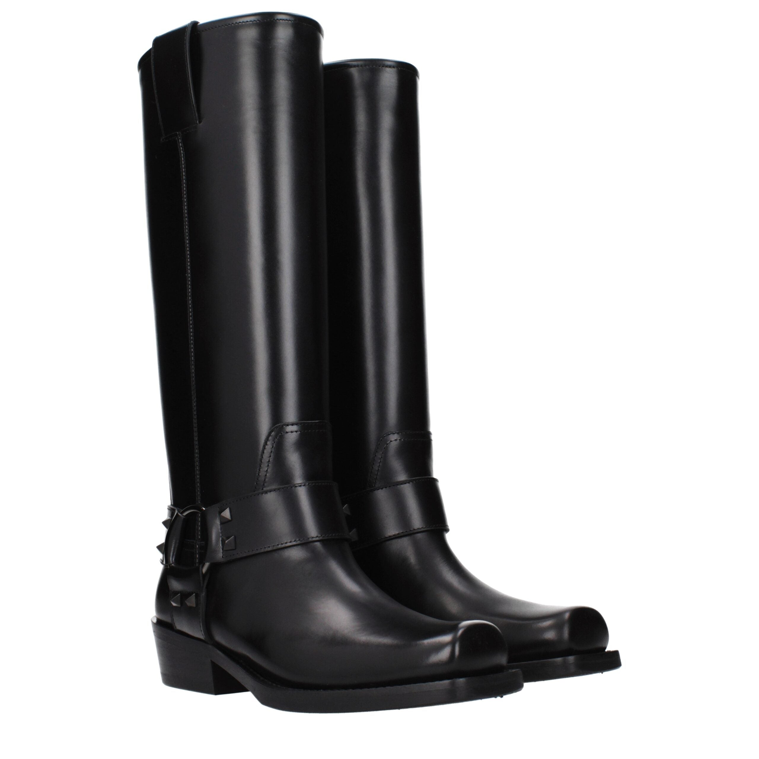 Valentino Garavani Schwarze Lederstiefel