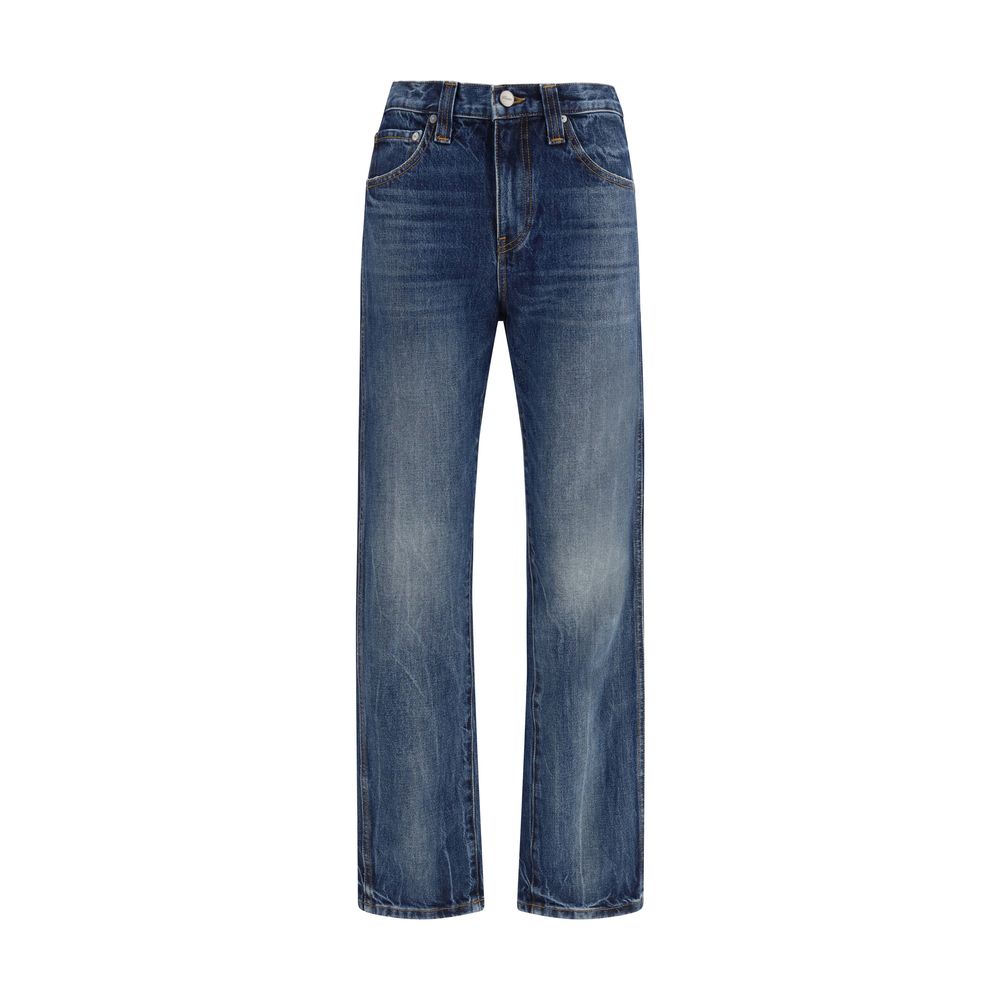 Khaite Blaue High-Waist Jeans aus Baumwolle