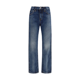 Khaite Blaue High-Waist Jeans aus Baumwolle