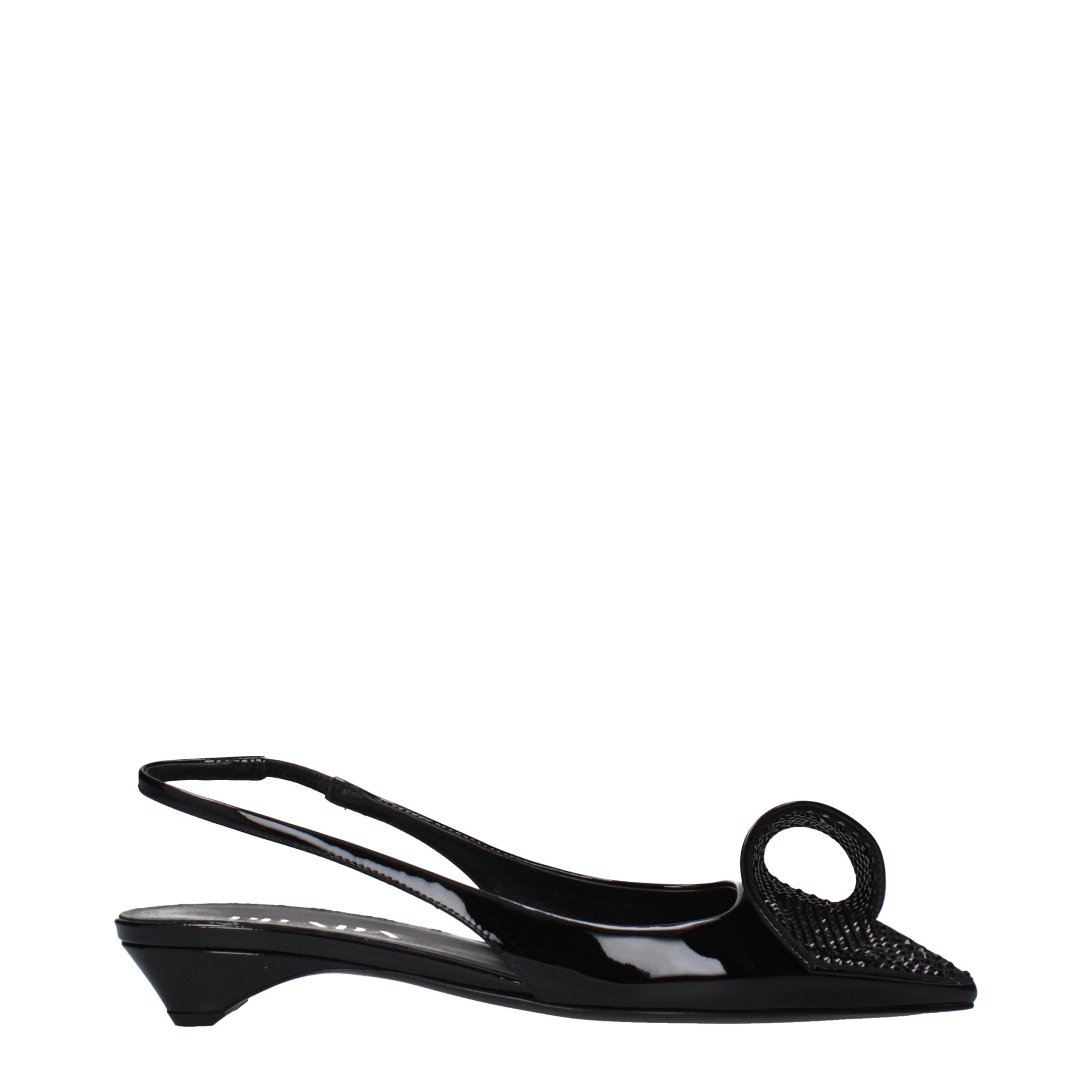 Prada Schwarze flache Sandalen aus Leder