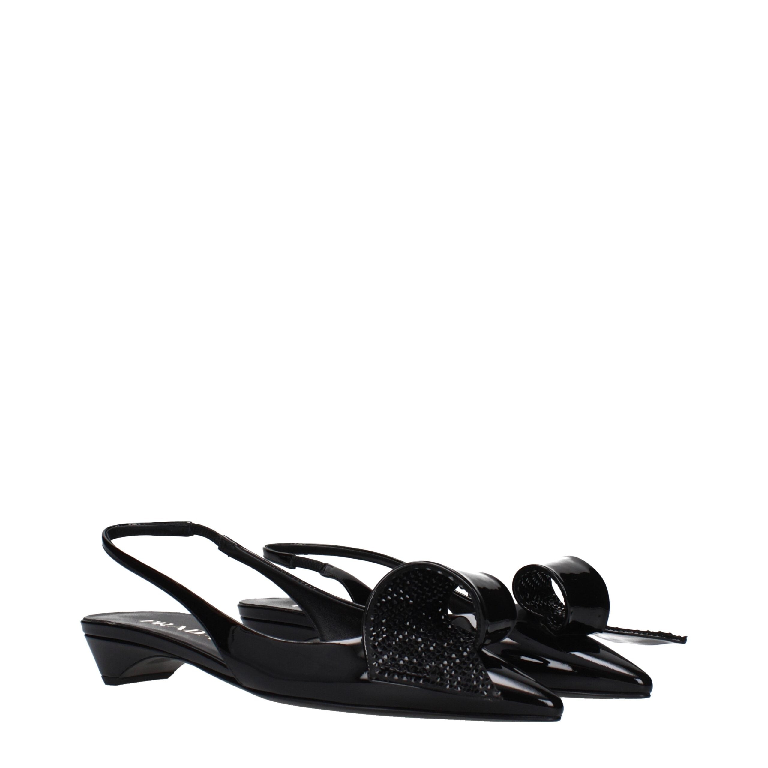 Prada Schwarze flache Sandalen aus Leder
