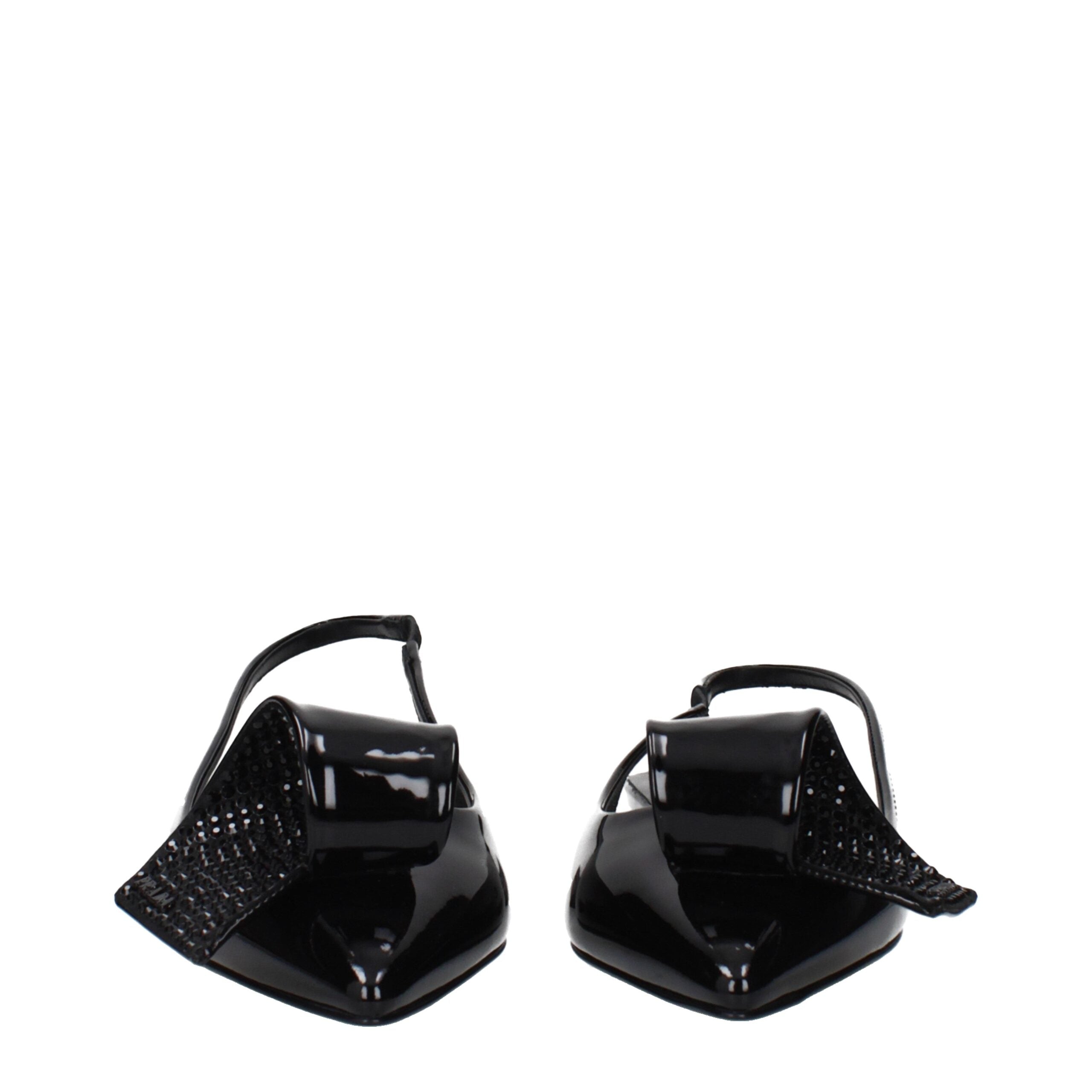 Prada Schwarze flache Sandalen aus Leder