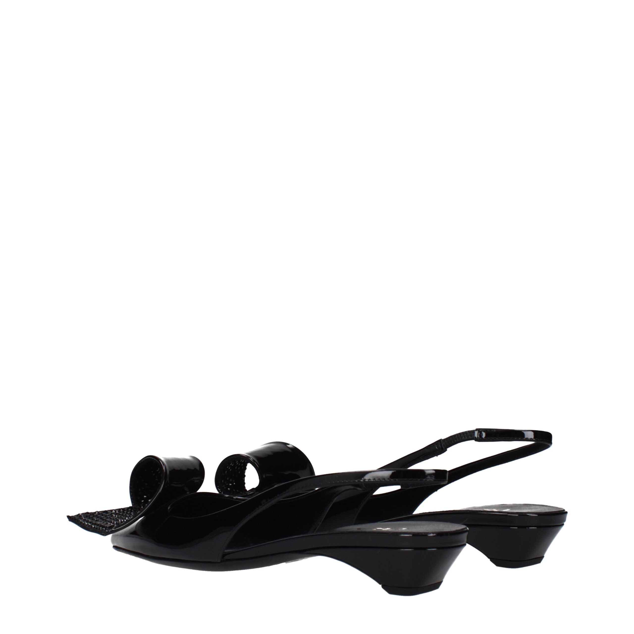 Prada Schwarze flache Sandalen aus Leder