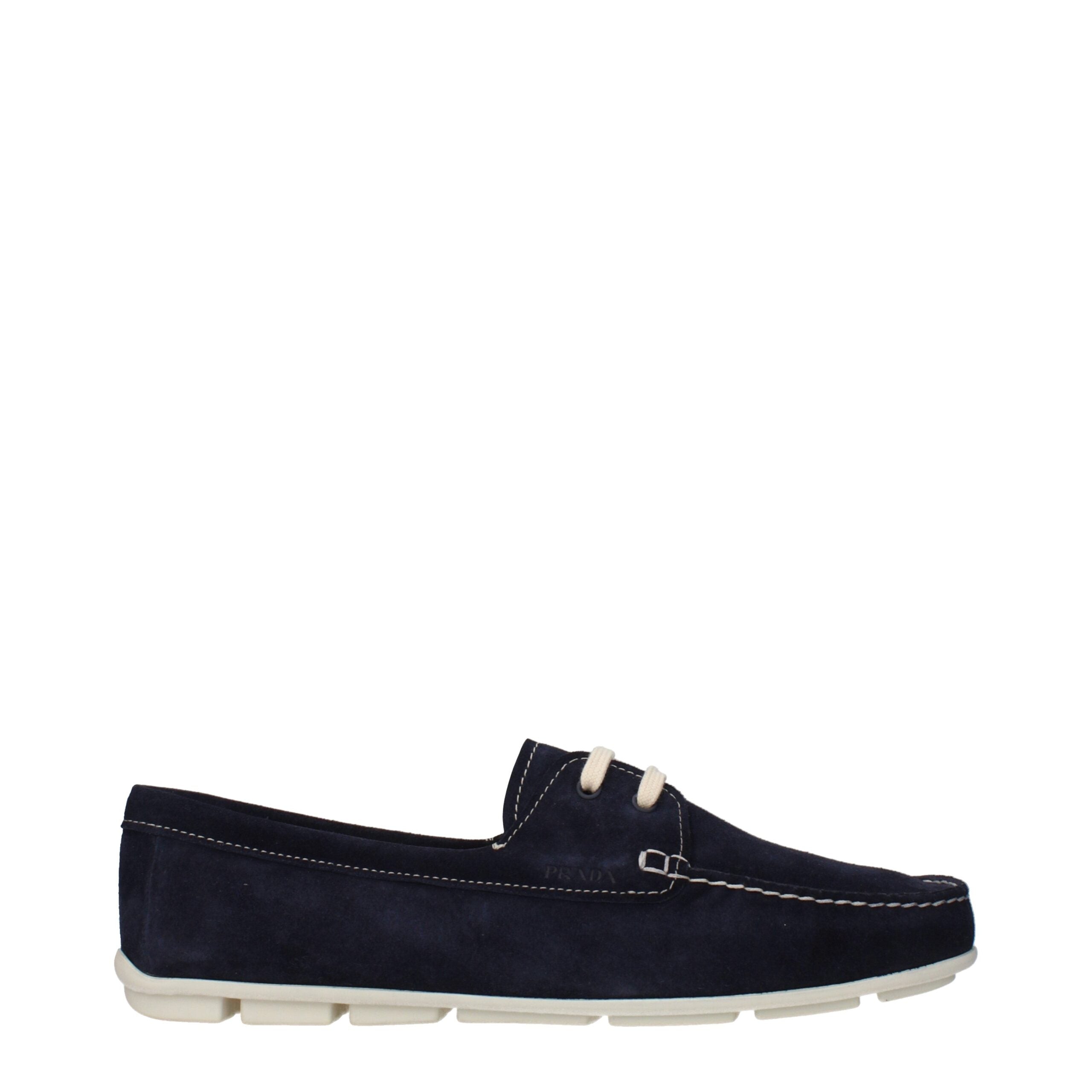 Prada Blaue Loafer aus Leder zum Hineinschlüpfen