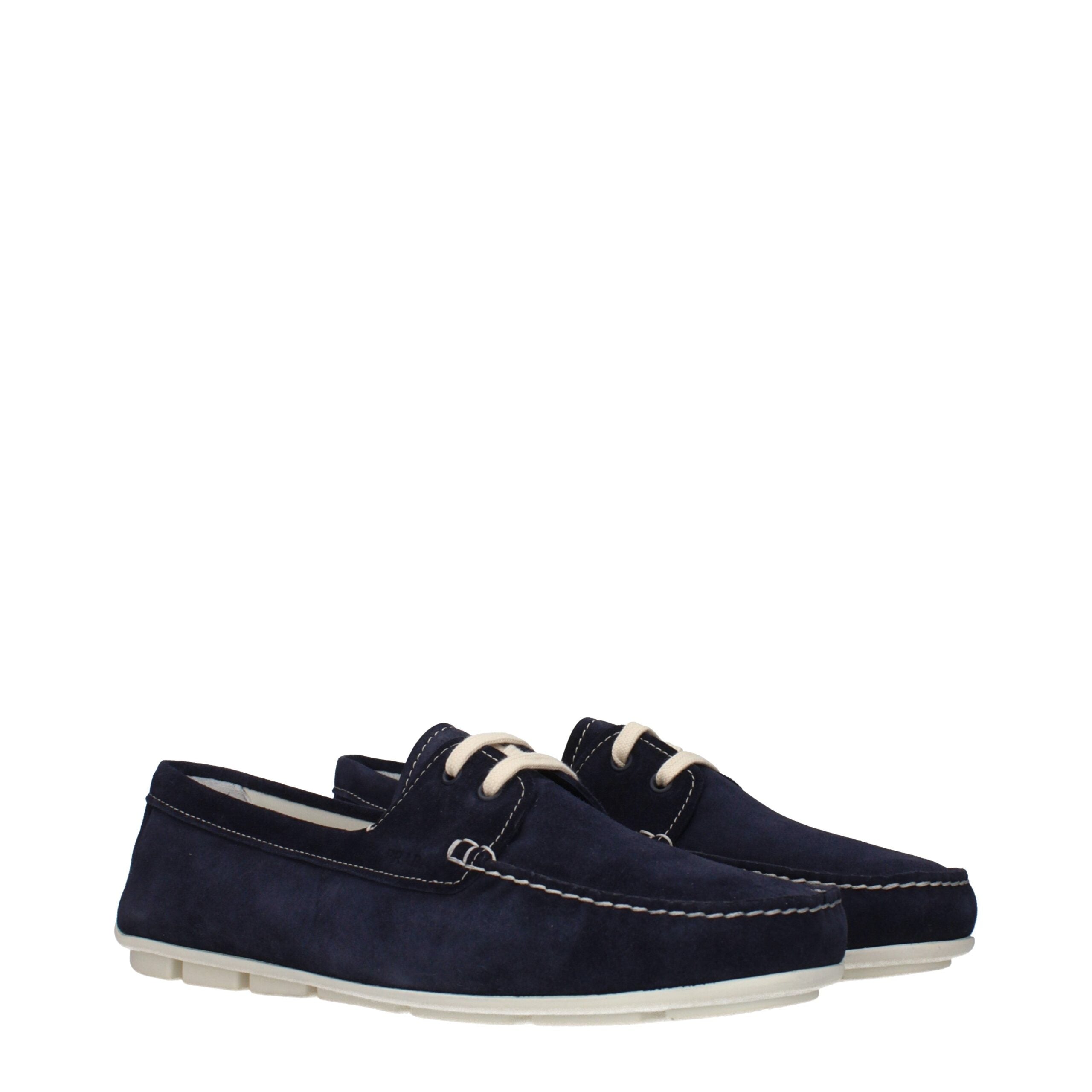 Prada Blaue Loafer aus Leder zum Hineinschlüpfen