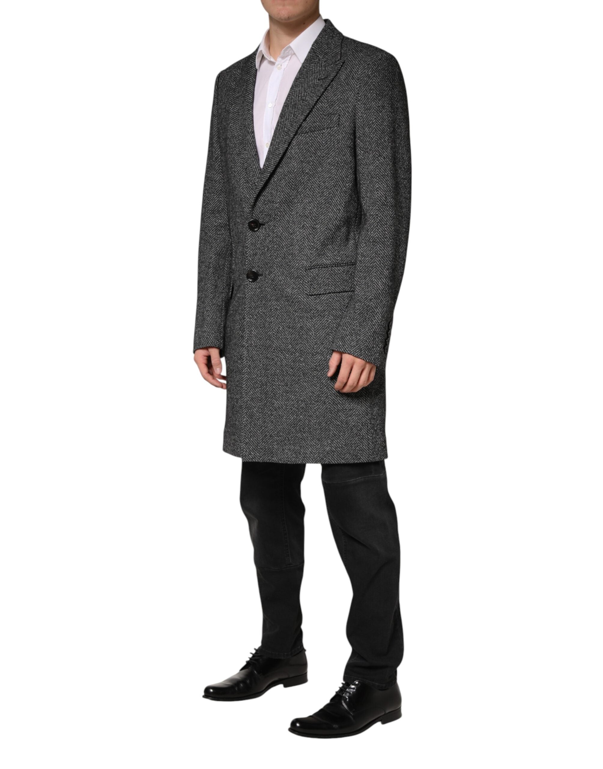 Dolce & Gabbana Grauer Wollmischung Lang Trenchcoat Herren Jacke