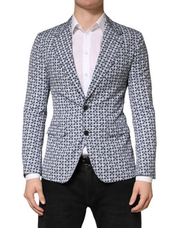 Dolce & Gabbana Blauer Baumwoll-Sakko mit Muster, einreihig