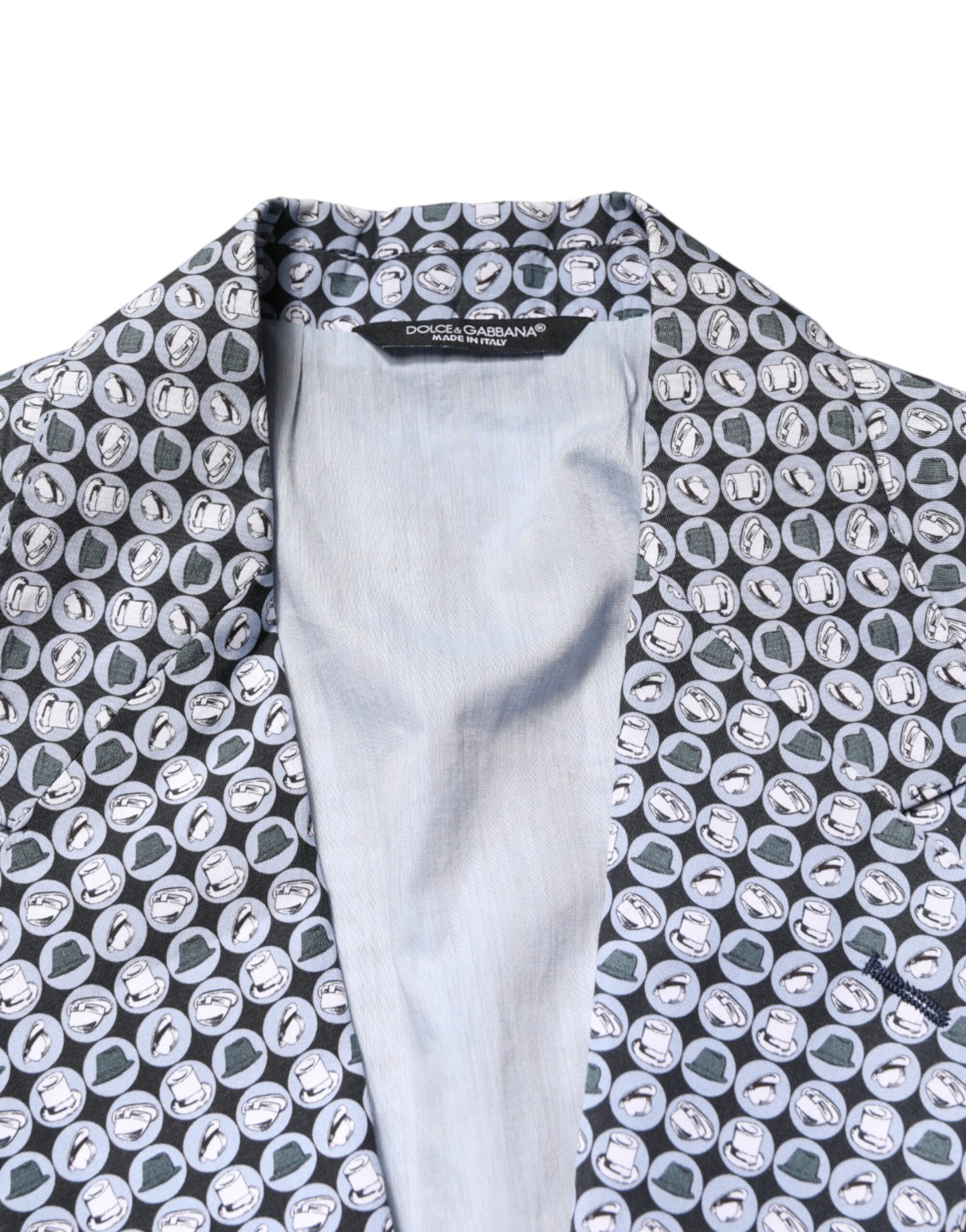 Dolce & Gabbana Blauer Baumwoll-Sakko mit Muster, einreihig