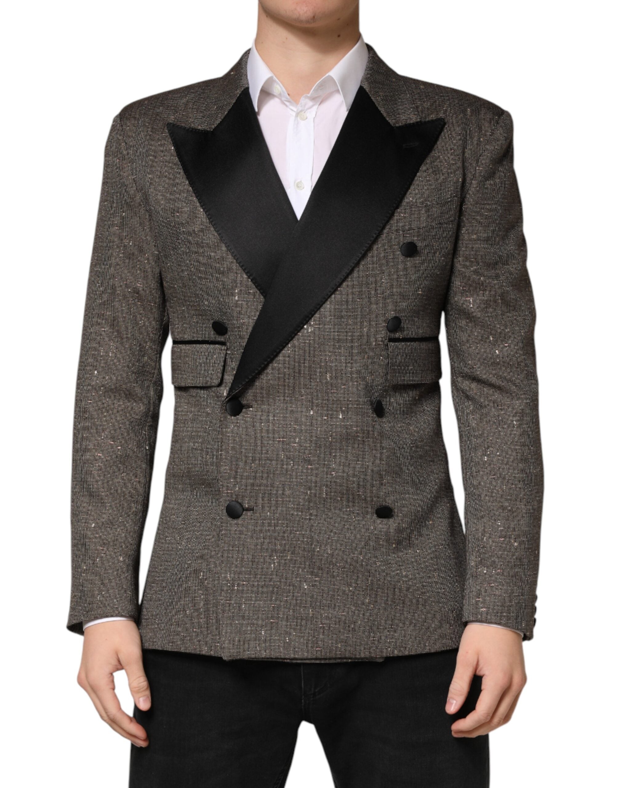 Dolce & Gabbana Grauer Zweireihiger Blazer mit 2 Knöpfen