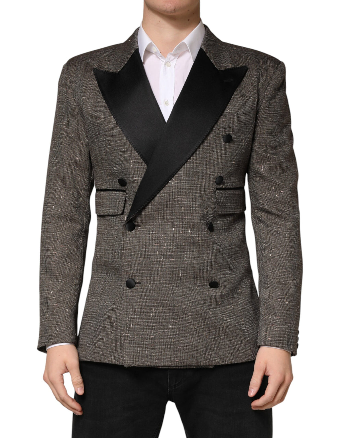 Dolce & Gabbana Grauer Zweireihiger Blazer mit 2 Knöpfen