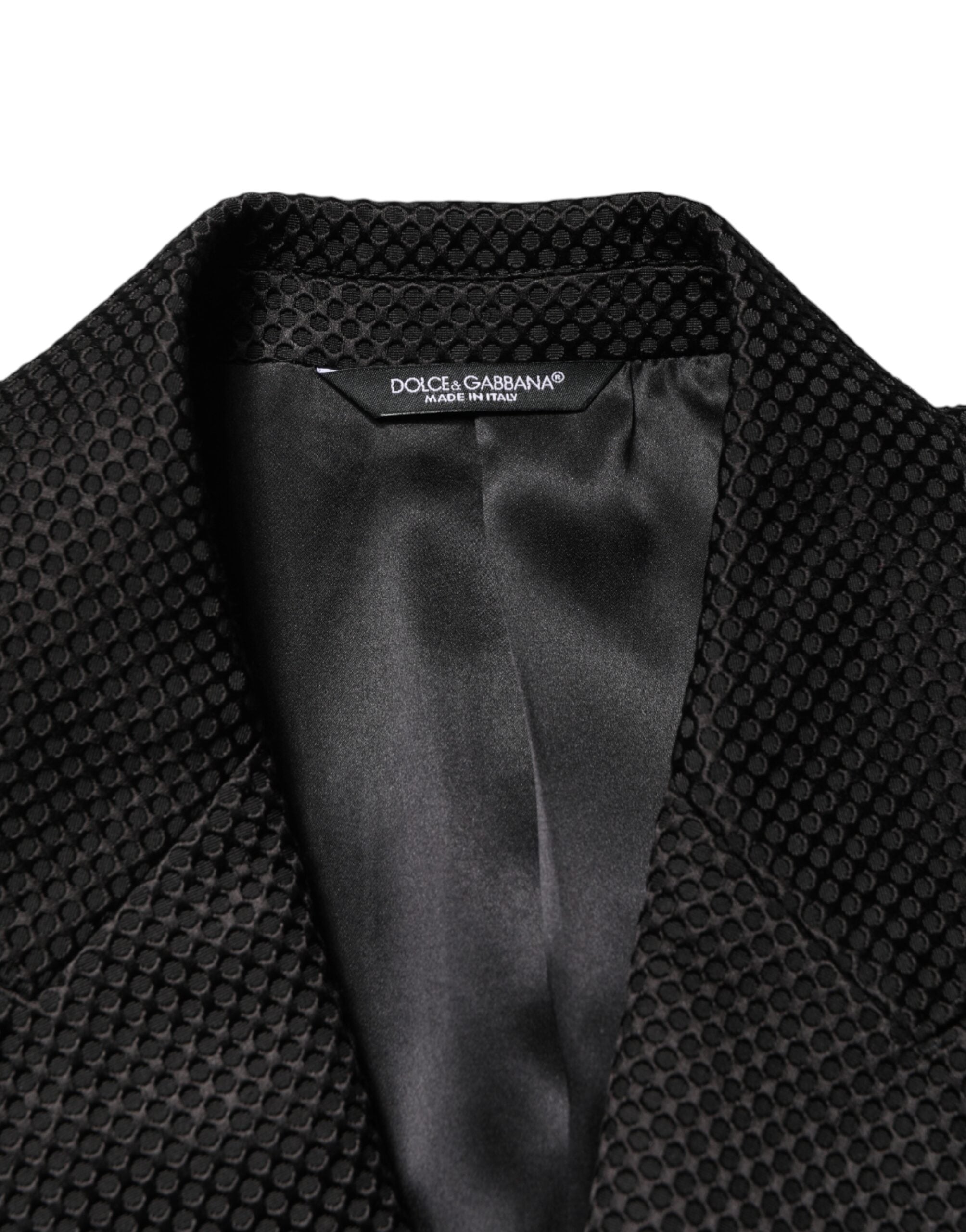 Dolce & Gabbana Schwarzer Baumwoll-Zweireiher-Blazer mit 2 Knöpfen