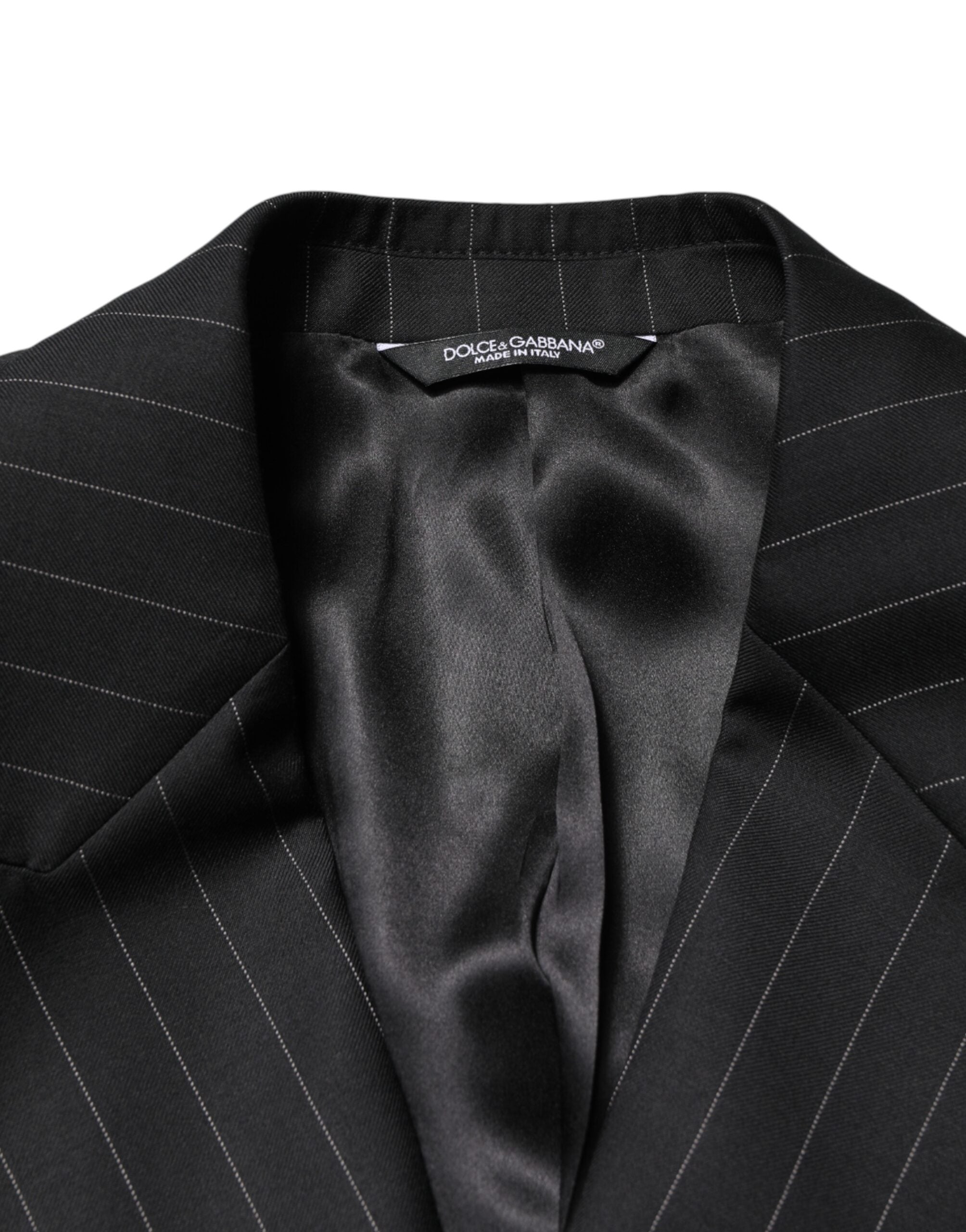 Dolce & Gabbana Schwarzer Zweireiher-Sakko mit zwei Knöpfen und Streifen