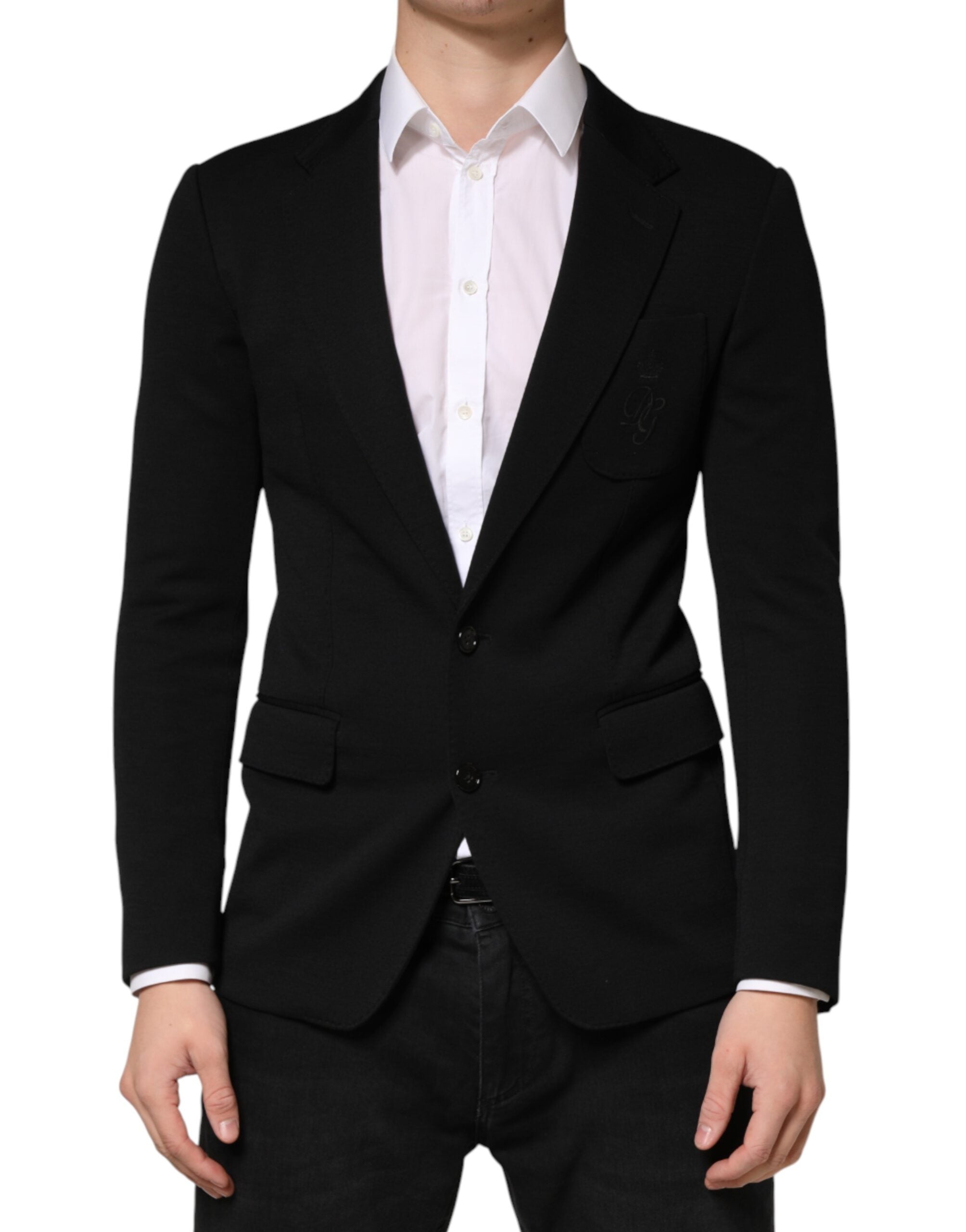 Dolce & Gabbana Schwarzer Woll-Sakko mit 2 Knöpfen