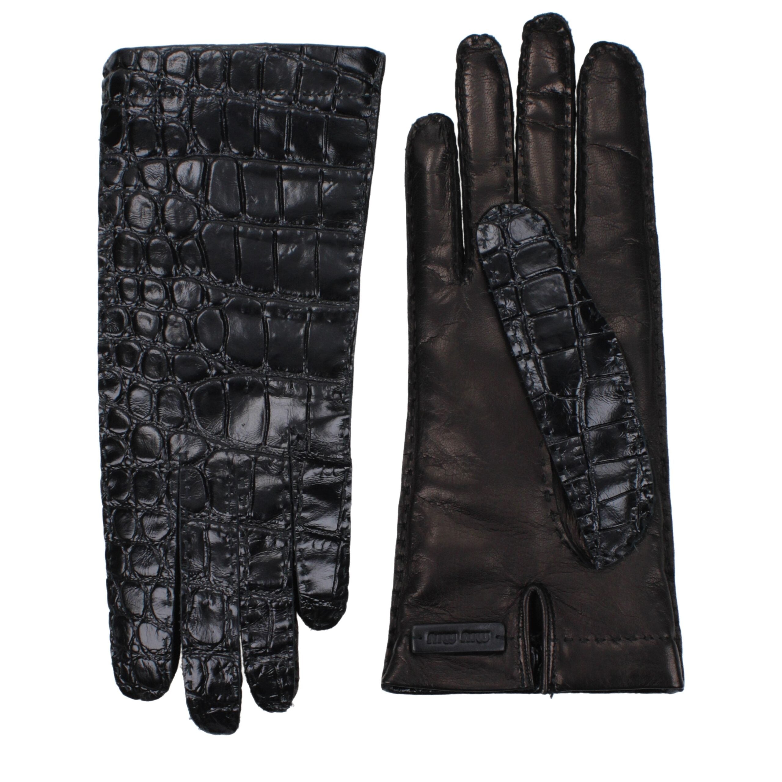 Miu Miu Schwarze Lederhandschuhe