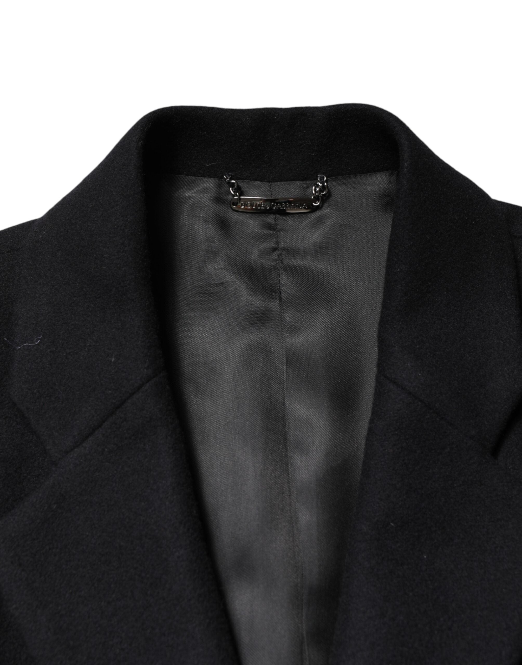 Dolce & Gabbana Schwarzer Wollmantel mit Einreiher-Schnitt