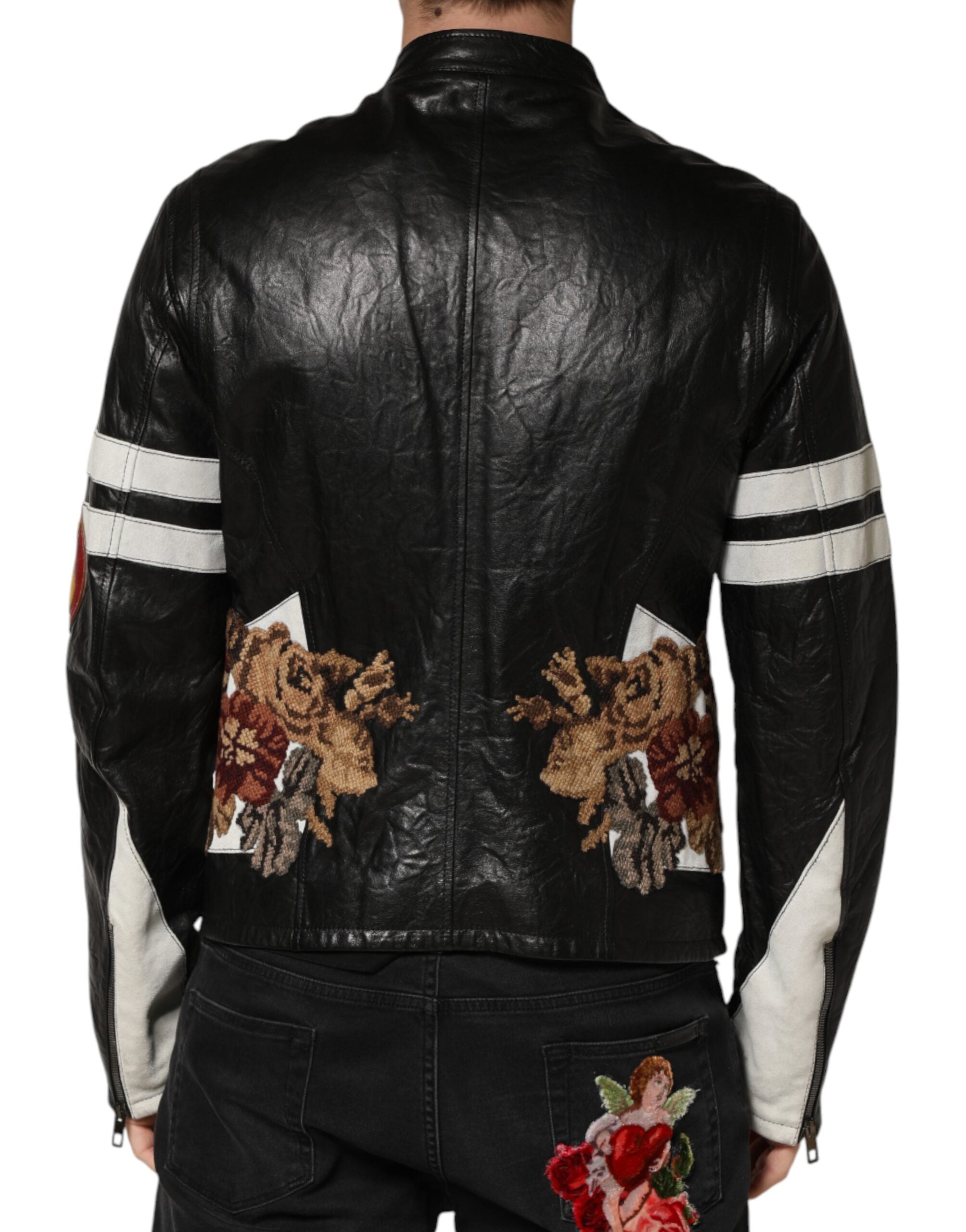 Dolce & Gabbana Schwarze Guns n' Roses FullZip Herren Bikerjacke