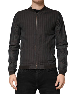 Dolce & Gabbana Schwarze Bomberjacke aus Baumwolle mit durchgehendem Reißverschluss