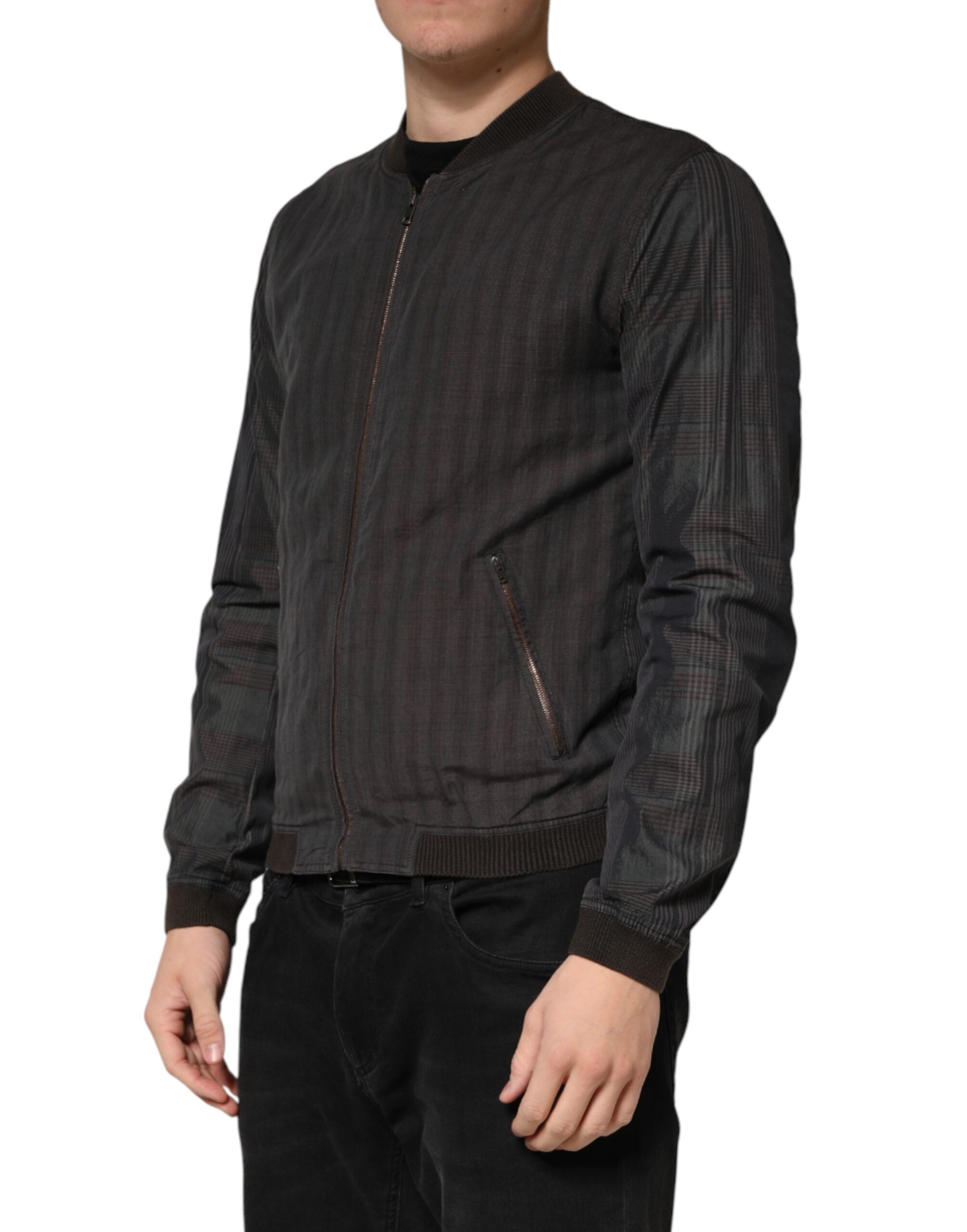 Dolce & Gabbana Schwarze Bomberjacke aus Baumwolle mit durchgehendem Reißverschluss