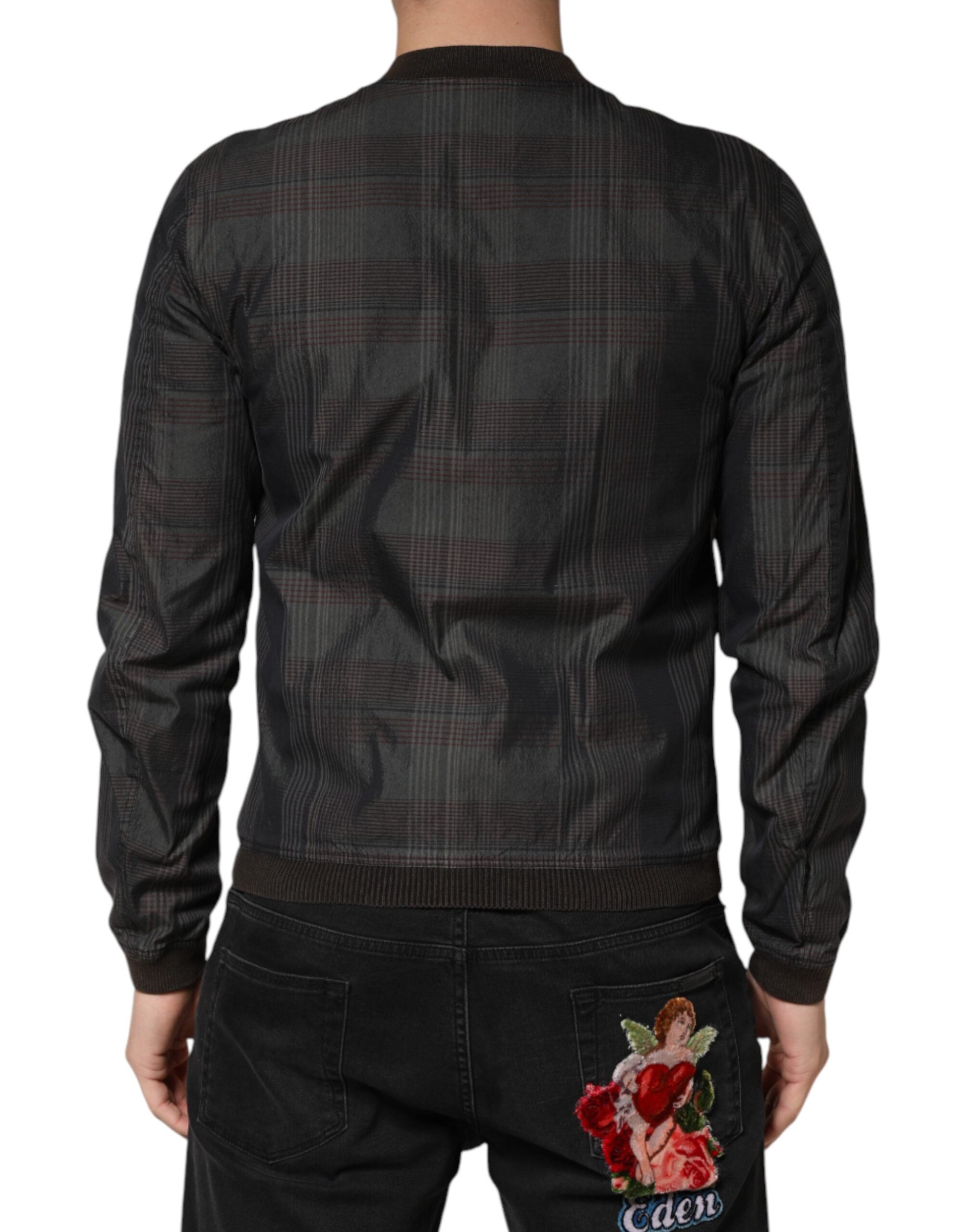 Dolce & Gabbana Schwarze Bomberjacke aus Baumwolle mit durchgehendem Reißverschluss