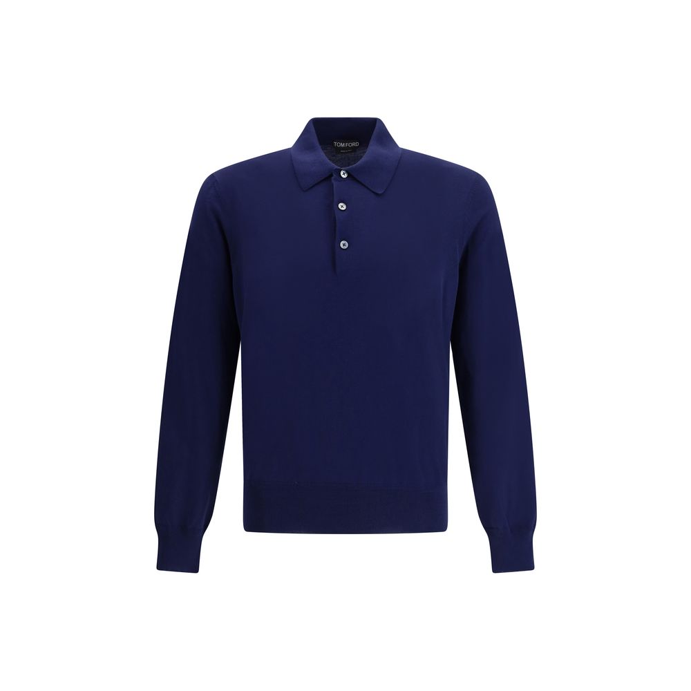 Tom Ford Blaues Baumwoll-Polohemd