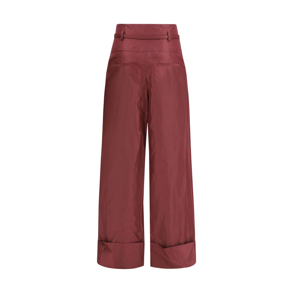 Fendi Seidenhose in Bordeauxrot